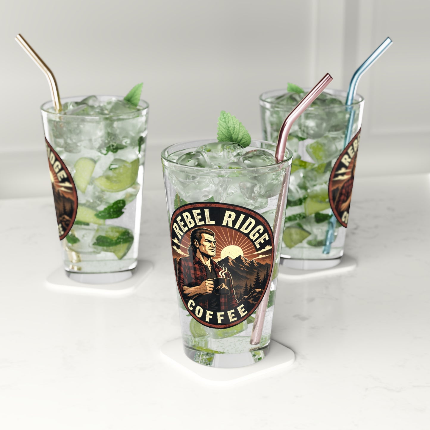 Pint Glass - "Rebel Ridge Coffee" Vintage Logo 16oz Beer & Beverage Glass