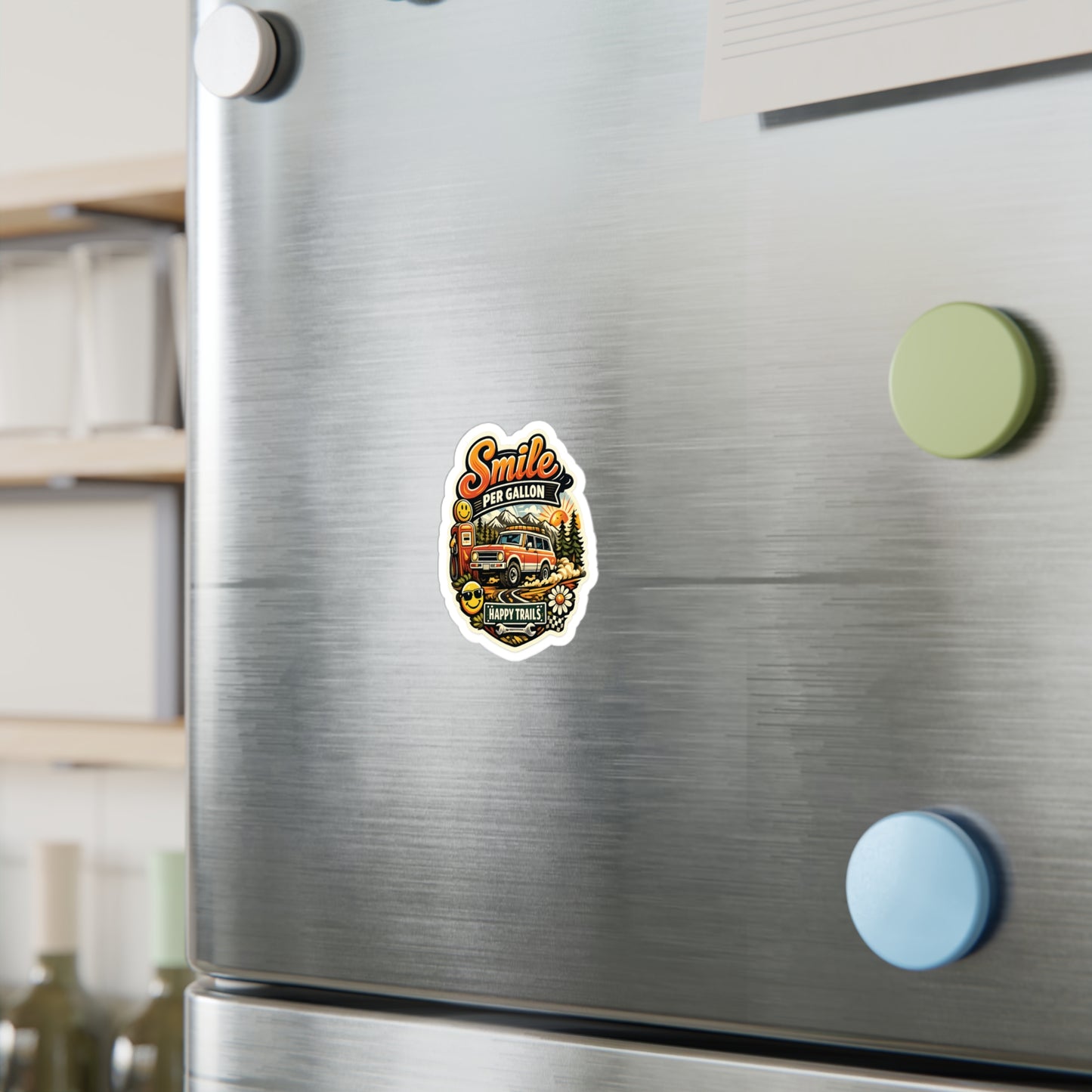 Smile Per Gallon Vinyl Sticker — 'Happy Trails' Adventure Decal