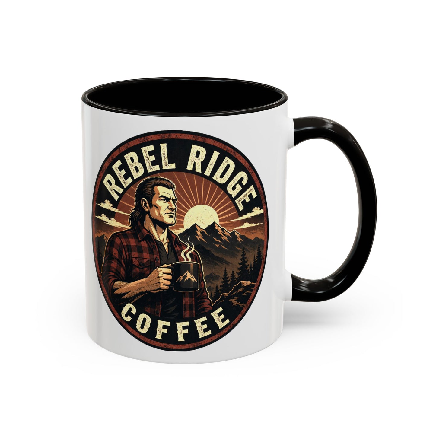Rebel Ridge Coffee Mug — Retro Rustic Plaid 11oz/15oz Ceramic Cup