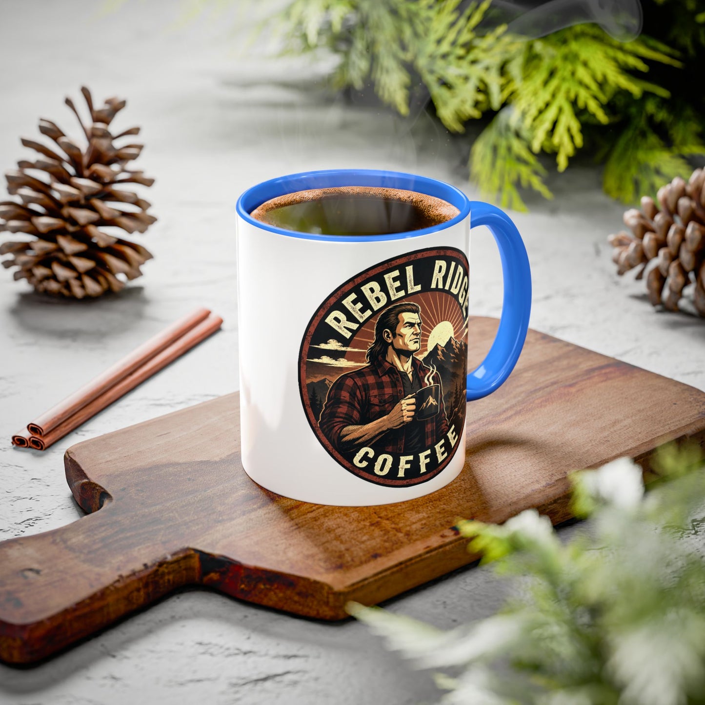 Rebel Ridge Coffee Mug — Retro Rustic Plaid 11oz/15oz Ceramic Cup