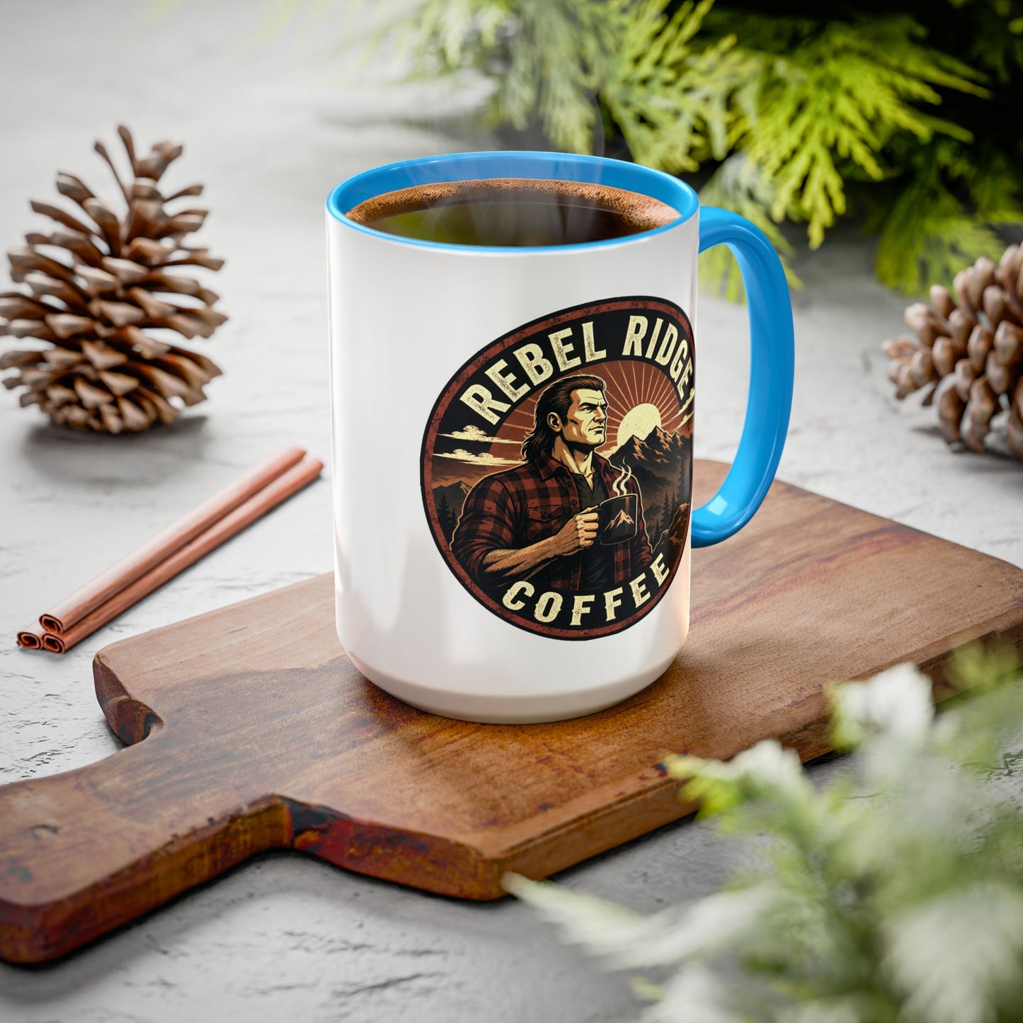 Rebel Ridge Coffee Mug — Retro Rustic Plaid 11oz/15oz Ceramic Cup