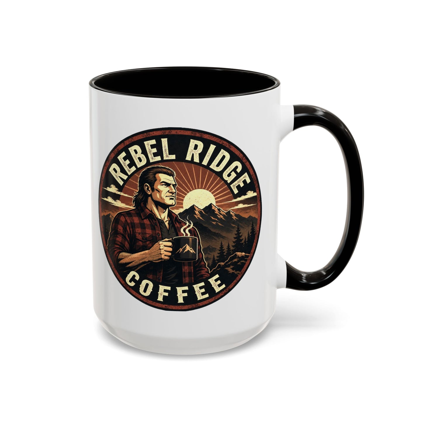 Rebel Ridge Coffee Mug — Retro Rustic Plaid 11oz/15oz Ceramic Cup