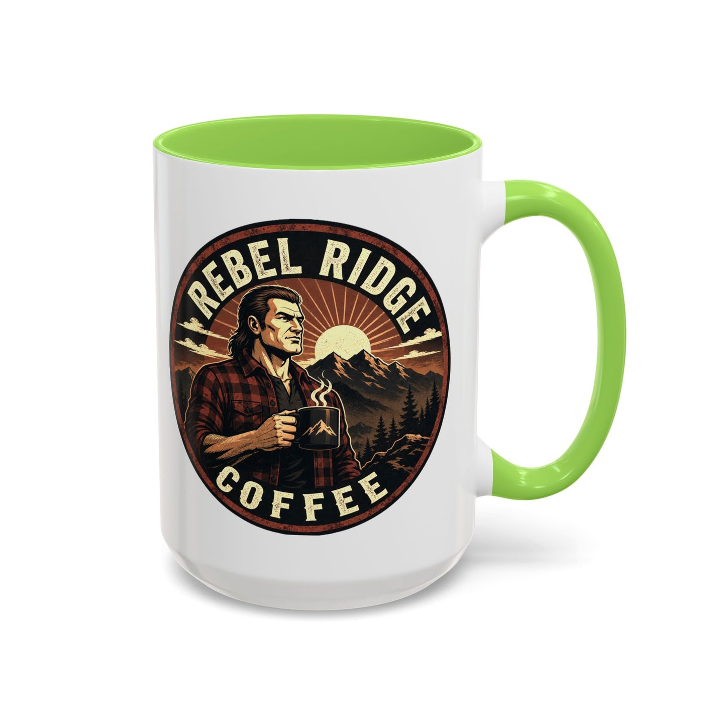 Rebel Ridge Coffee Mug — Retro Rustic Plaid 11oz/15oz Ceramic Cup