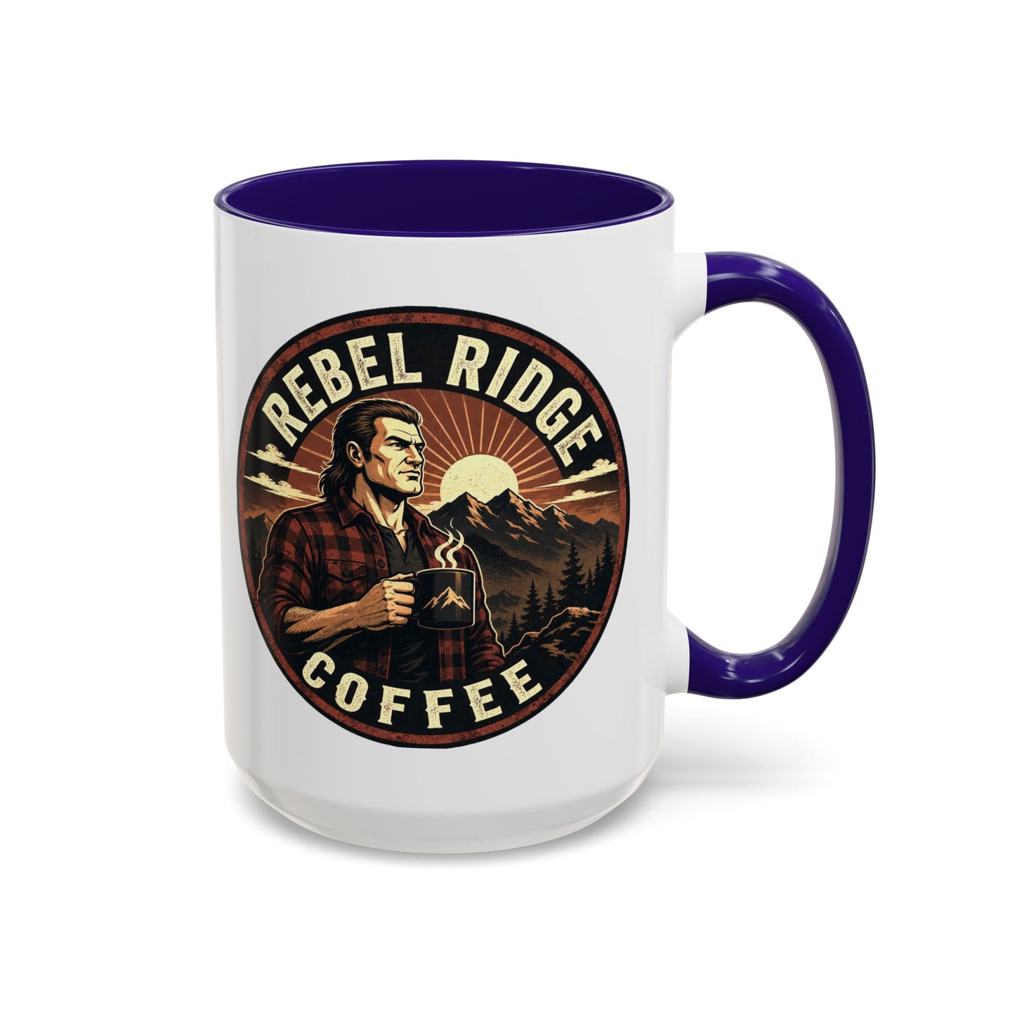 Rebel Ridge Coffee Mug — Retro Rustic Plaid 11oz/15oz Ceramic Cup