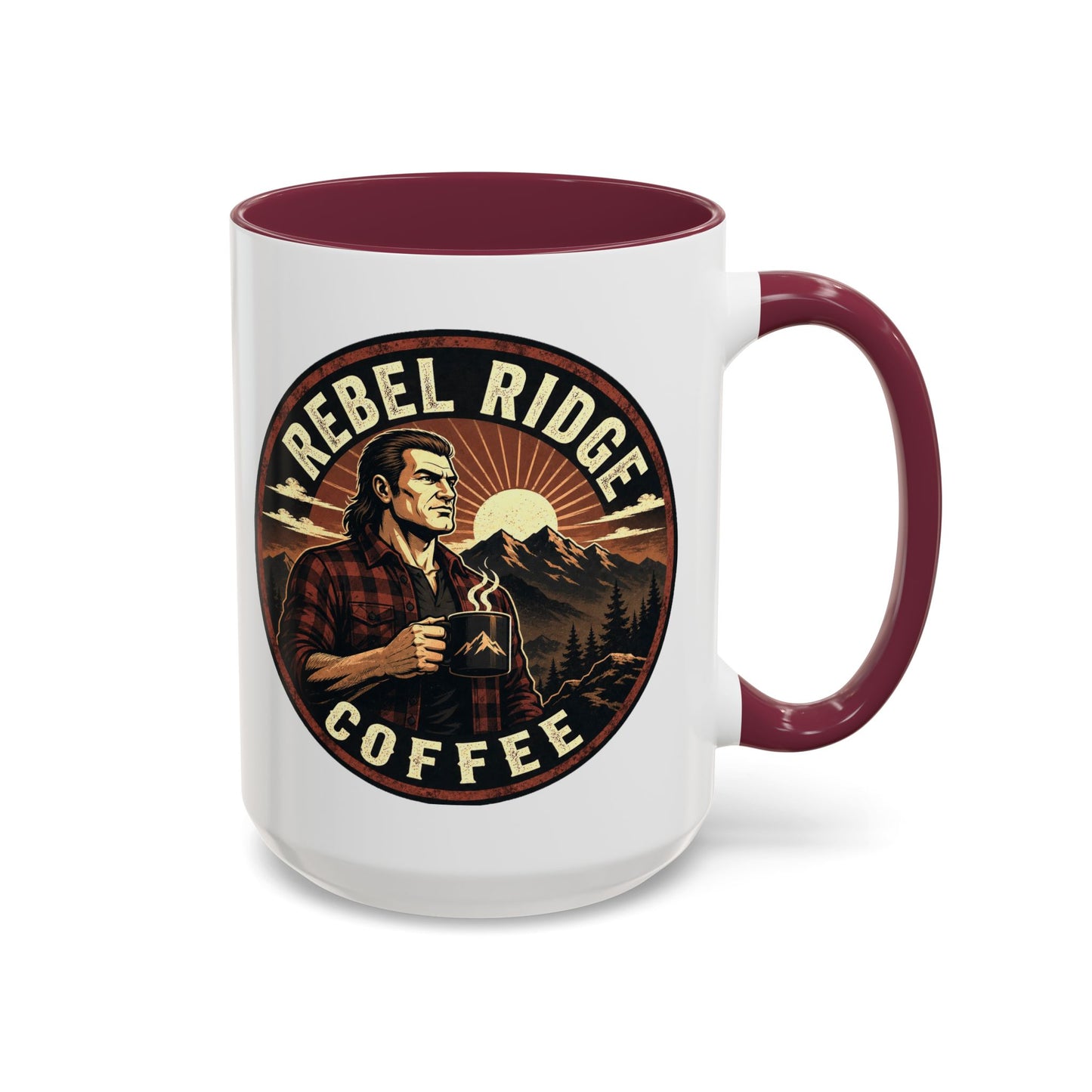 Rebel Ridge Coffee Mug — Retro Rustic Plaid 11oz/15oz Ceramic Cup