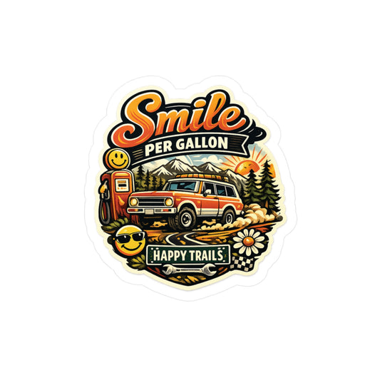 Smile Per Gallon Vinyl Sticker — 'Happy Trails' Adventure Decal