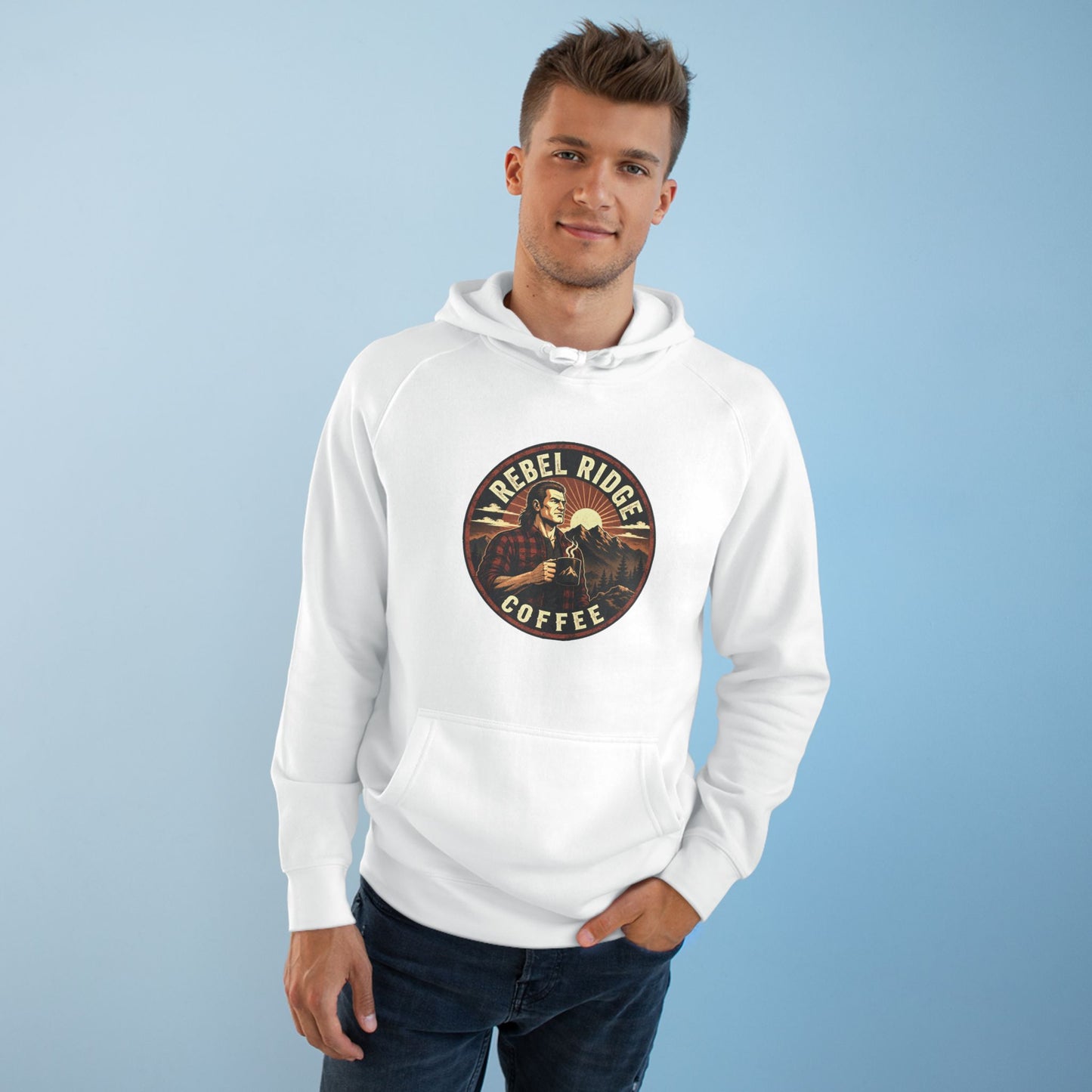 Rebel Ridge Coffee Hoodie — Retro Country Coffee Logo Pullover