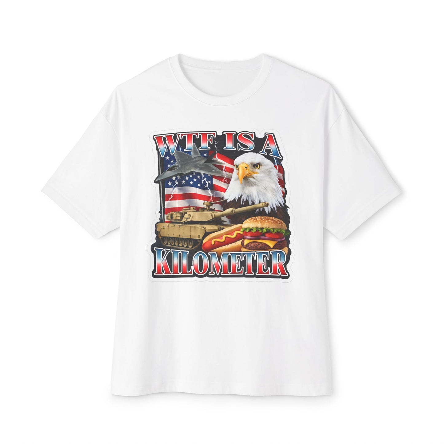 WTF Is a Kilometer Tee — American Eagle, Tank & Burger Graphic T-Shirt