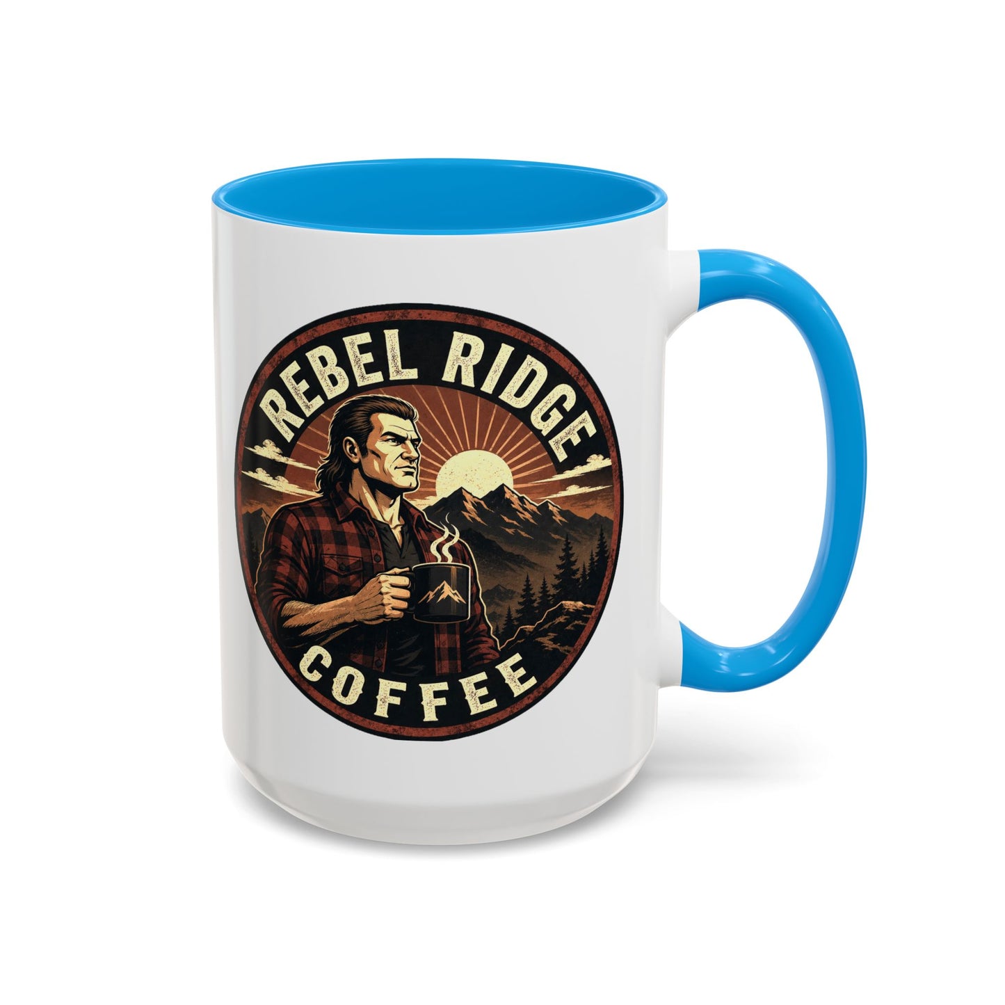 Rebel Ridge Coffee Mug — Retro Rustic Plaid 11oz/15oz Ceramic Cup