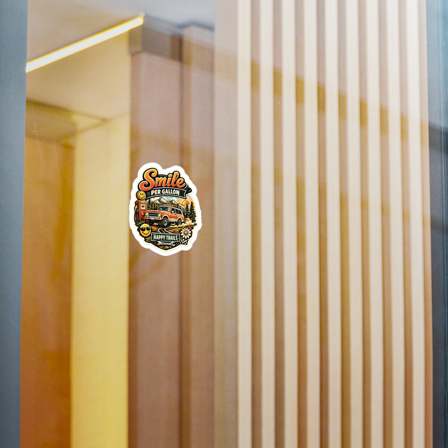 Smile Per Gallon Vinyl Sticker — 'Happy Trails' Adventure Decal