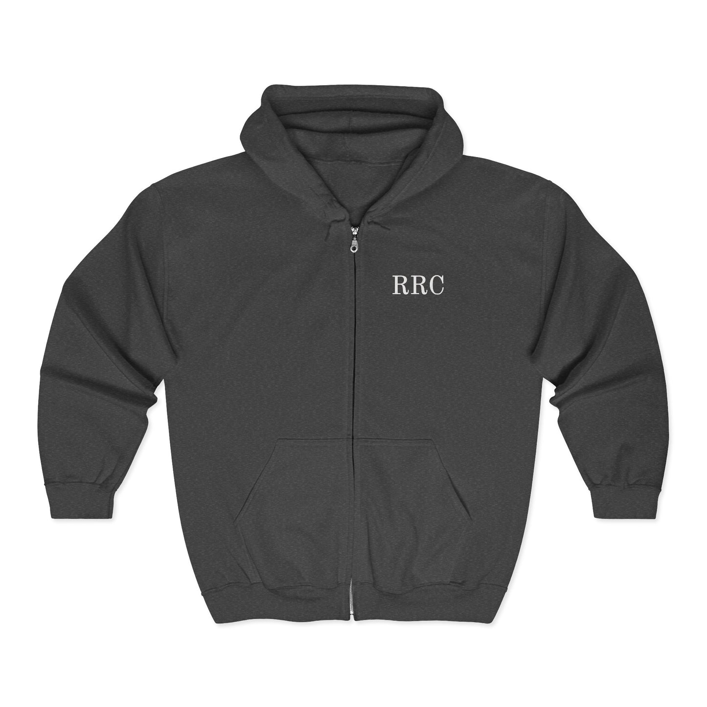 Rebel Ridge Coffee Zip Hoodie — Rustic ‘RNC’ Chest Logo & Vintage Back Patch