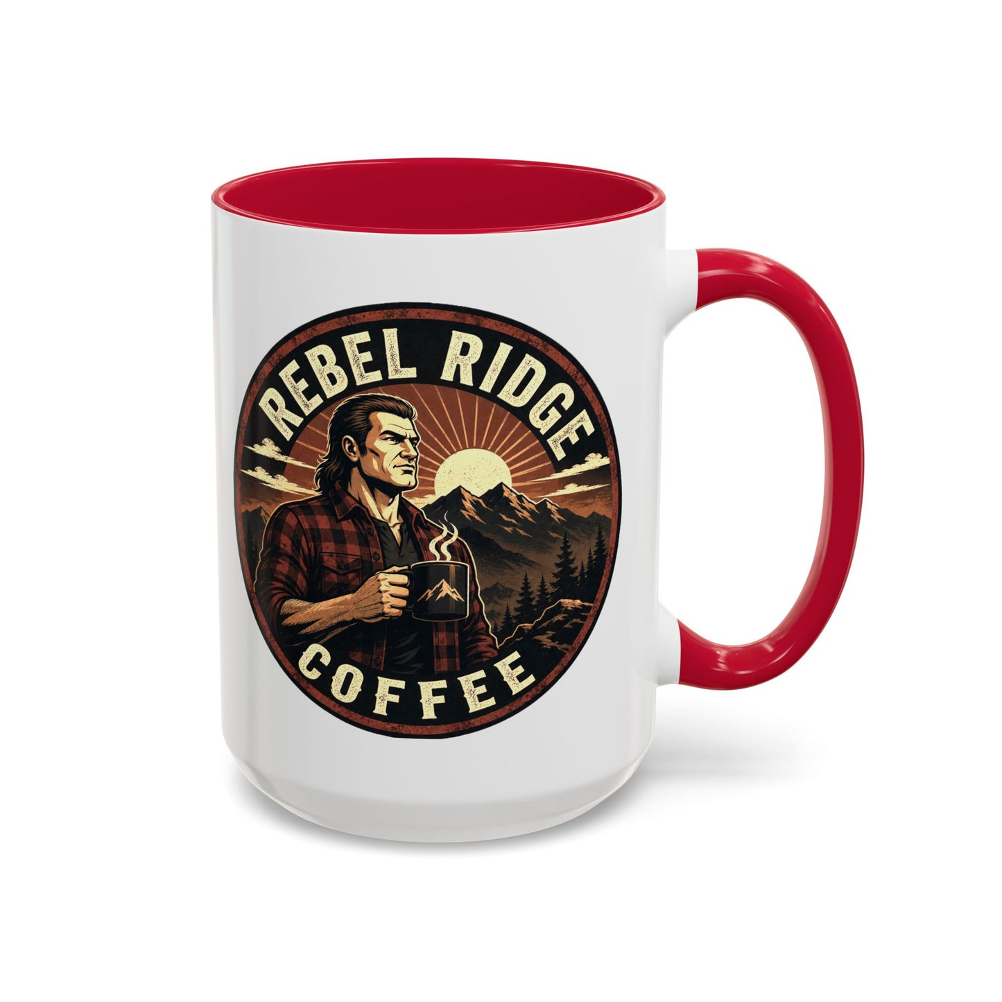 Rebel Ridge Coffee Mug — Retro Rustic Plaid 11oz/15oz Ceramic Cup