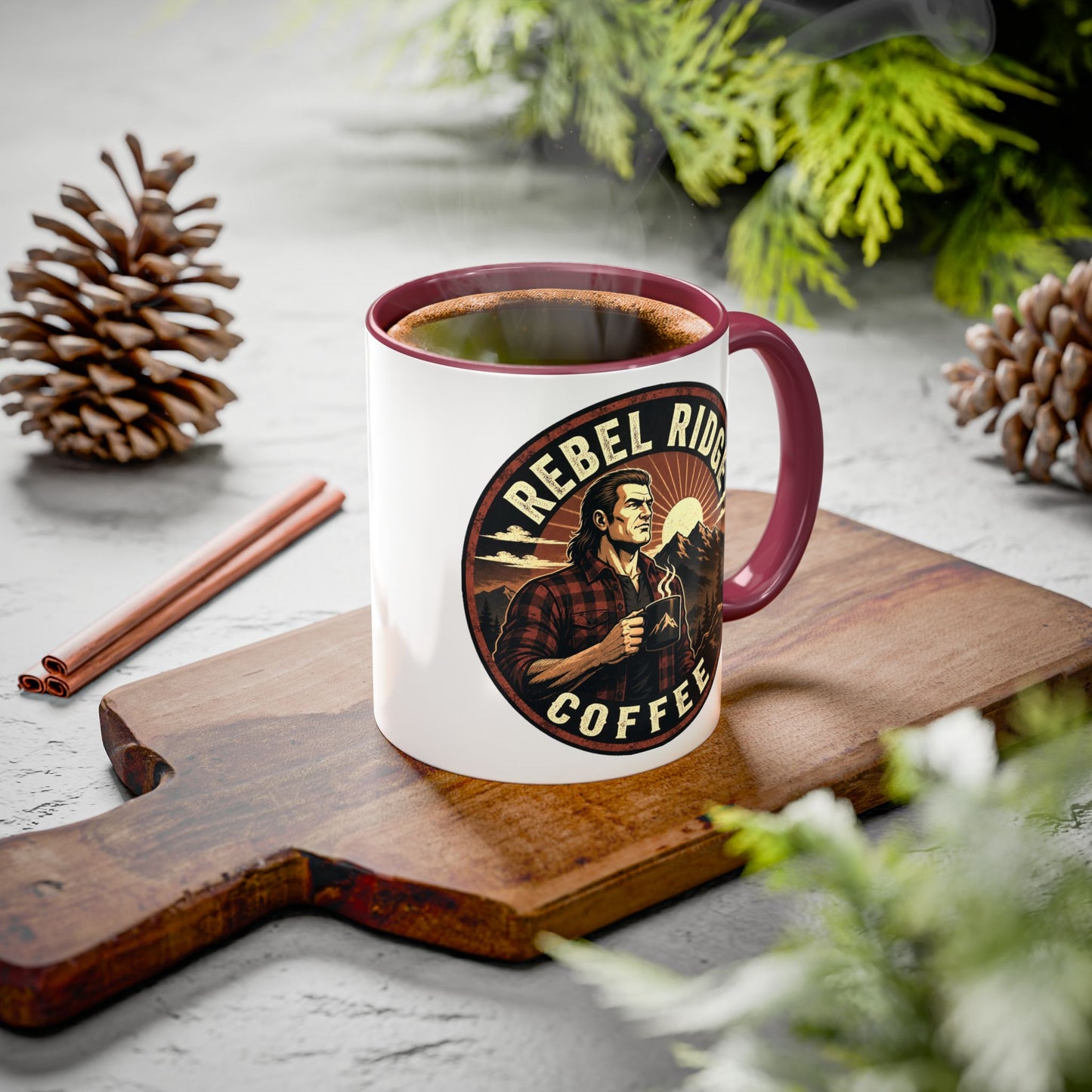 Rebel Ridge Coffee Mug — Retro Rustic Plaid 11oz/15oz Ceramic Cup