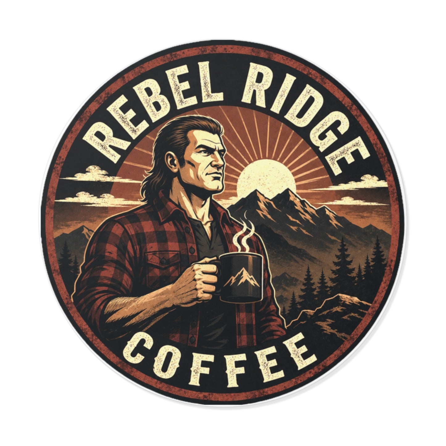 Rebel Ridge Coffee Round Vinyl Sticker