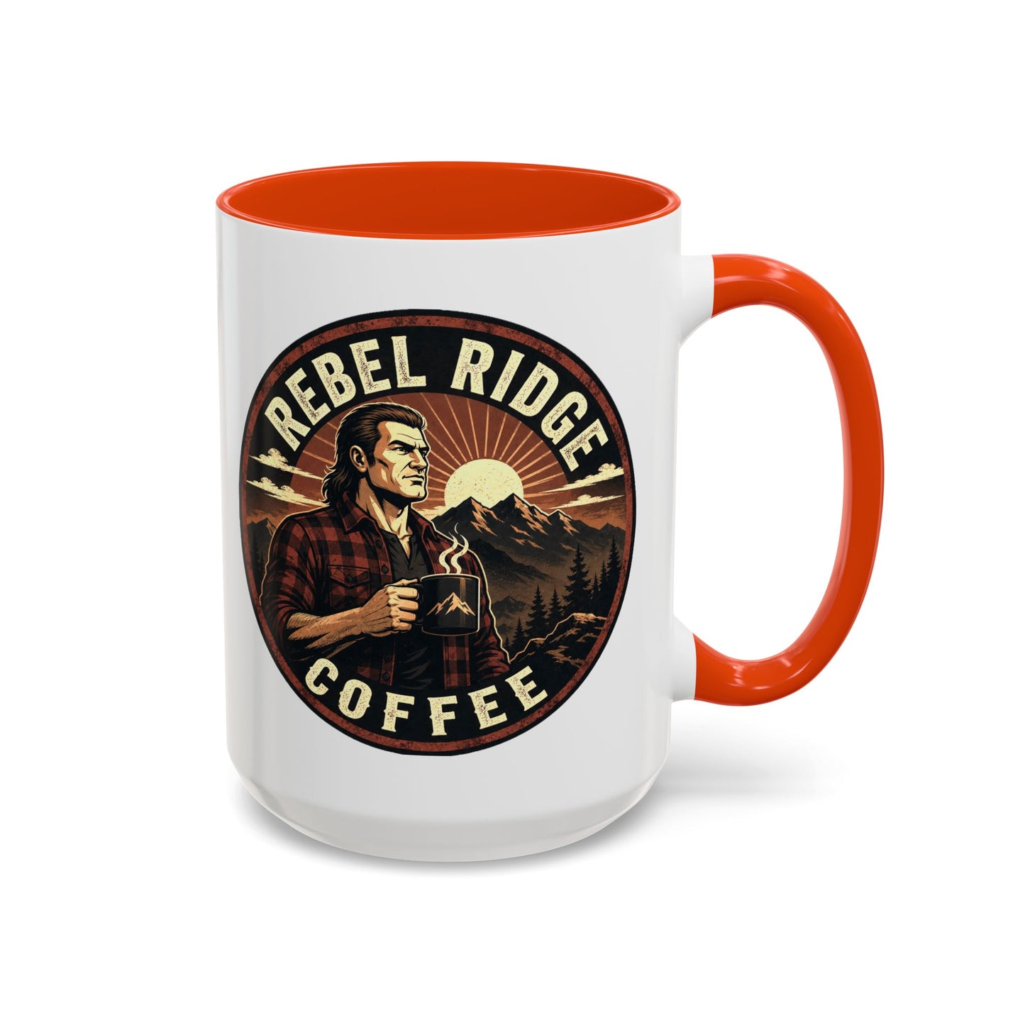 Rebel Ridge Coffee Mug — Retro Rustic Plaid 11oz/15oz Ceramic Cup
