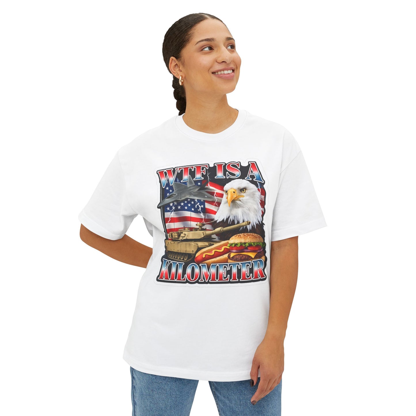WTF Is a Kilometer Tee — American Eagle, Tank & Burger Graphic T-Shirt