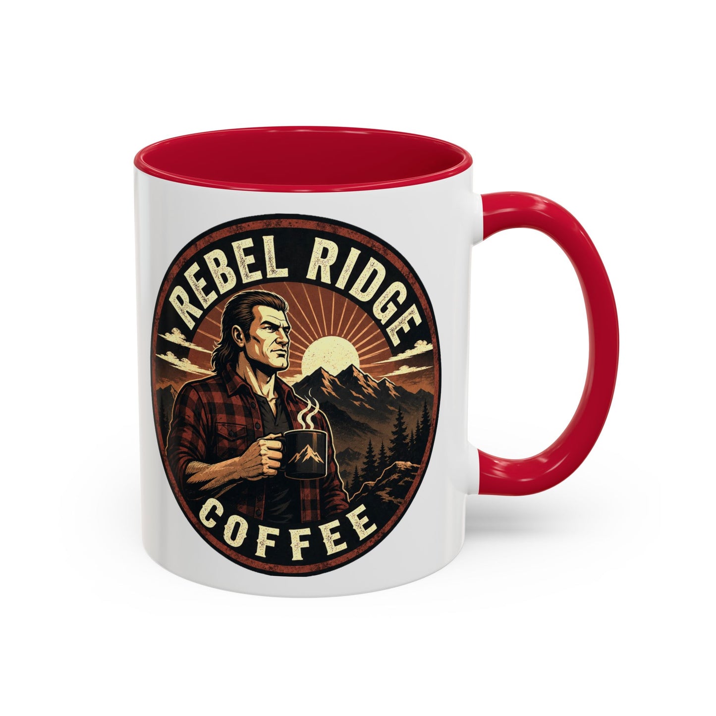 Rebel Ridge Coffee Mug — Retro Rustic Plaid 11oz/15oz Ceramic Cup