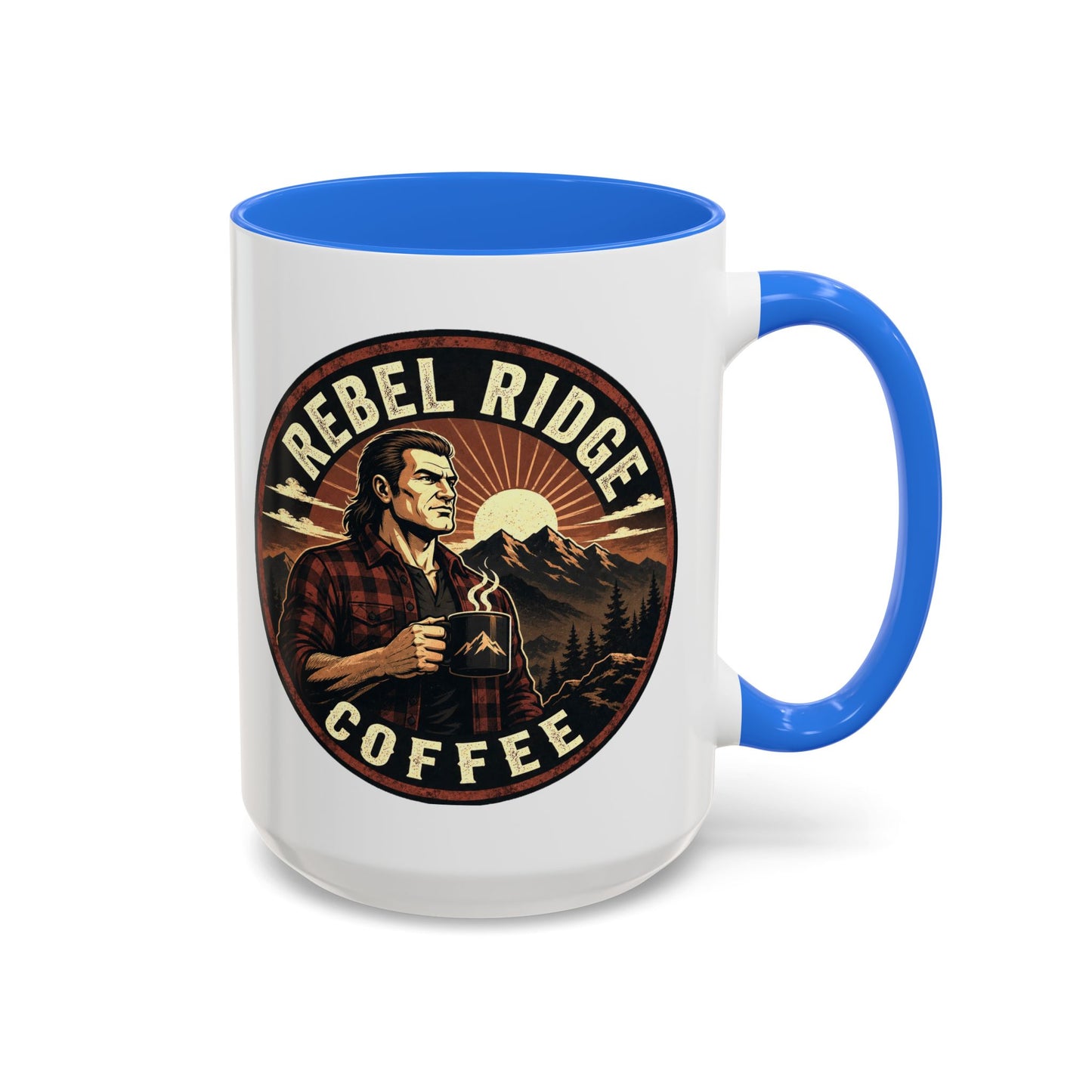Rebel Ridge Coffee Mug — Retro Rustic Plaid 11oz/15oz Ceramic Cup