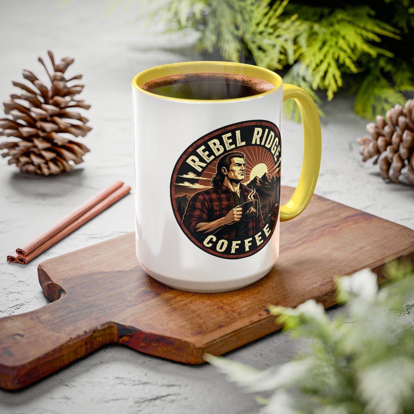 Rebel Ridge Coffee Mug — Retro Rustic Plaid 11oz/15oz Ceramic Cup