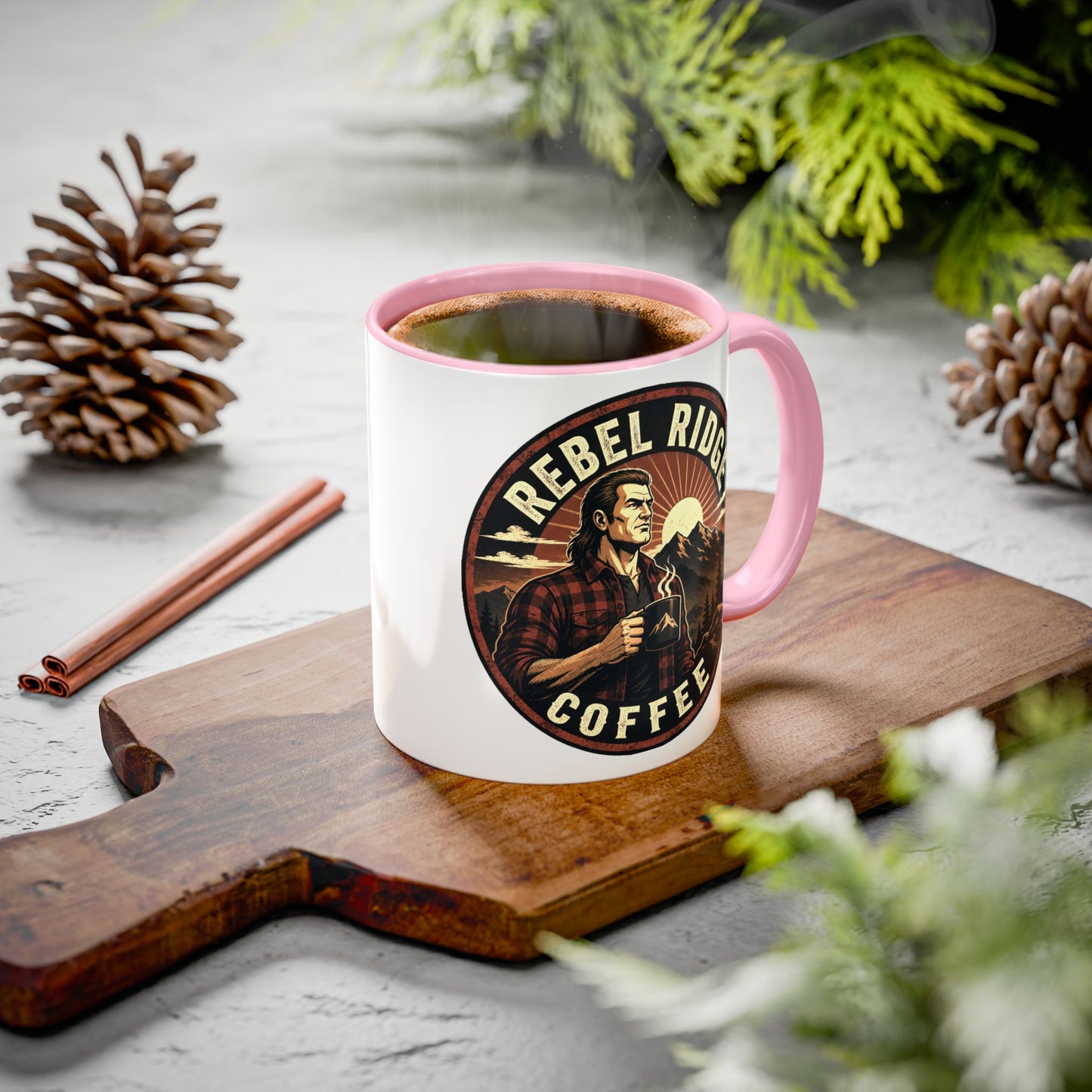 Rebel Ridge Coffee Mug — Retro Rustic Plaid 11oz/15oz Ceramic Cup