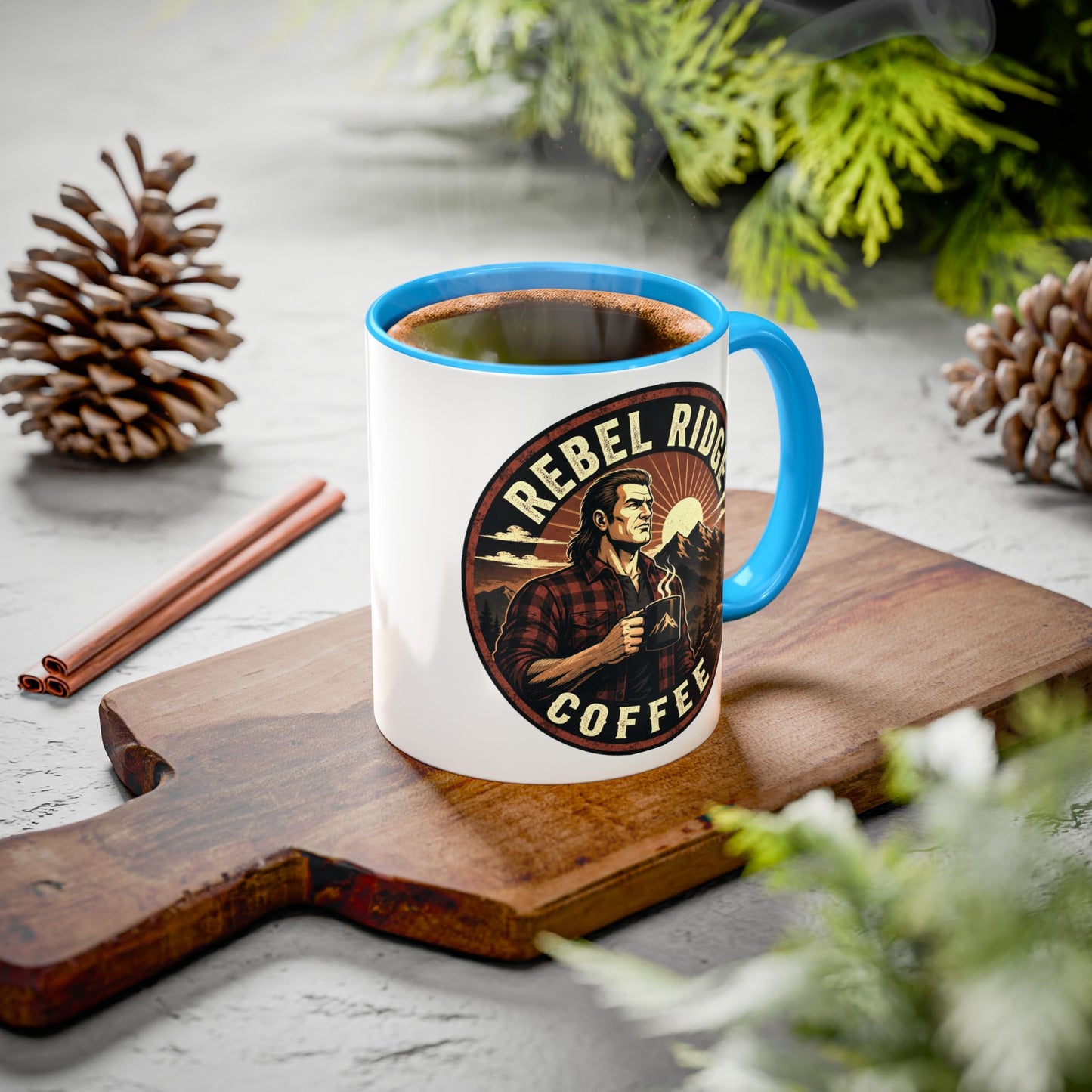 Rebel Ridge Coffee Mug — Retro Rustic Plaid 11oz/15oz Ceramic Cup