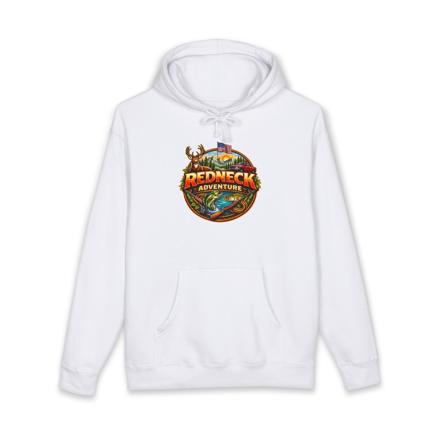 Men's Redneck Adventure Hoodie – Outdoor Hunting & Fishing Graphic Sweatshirt