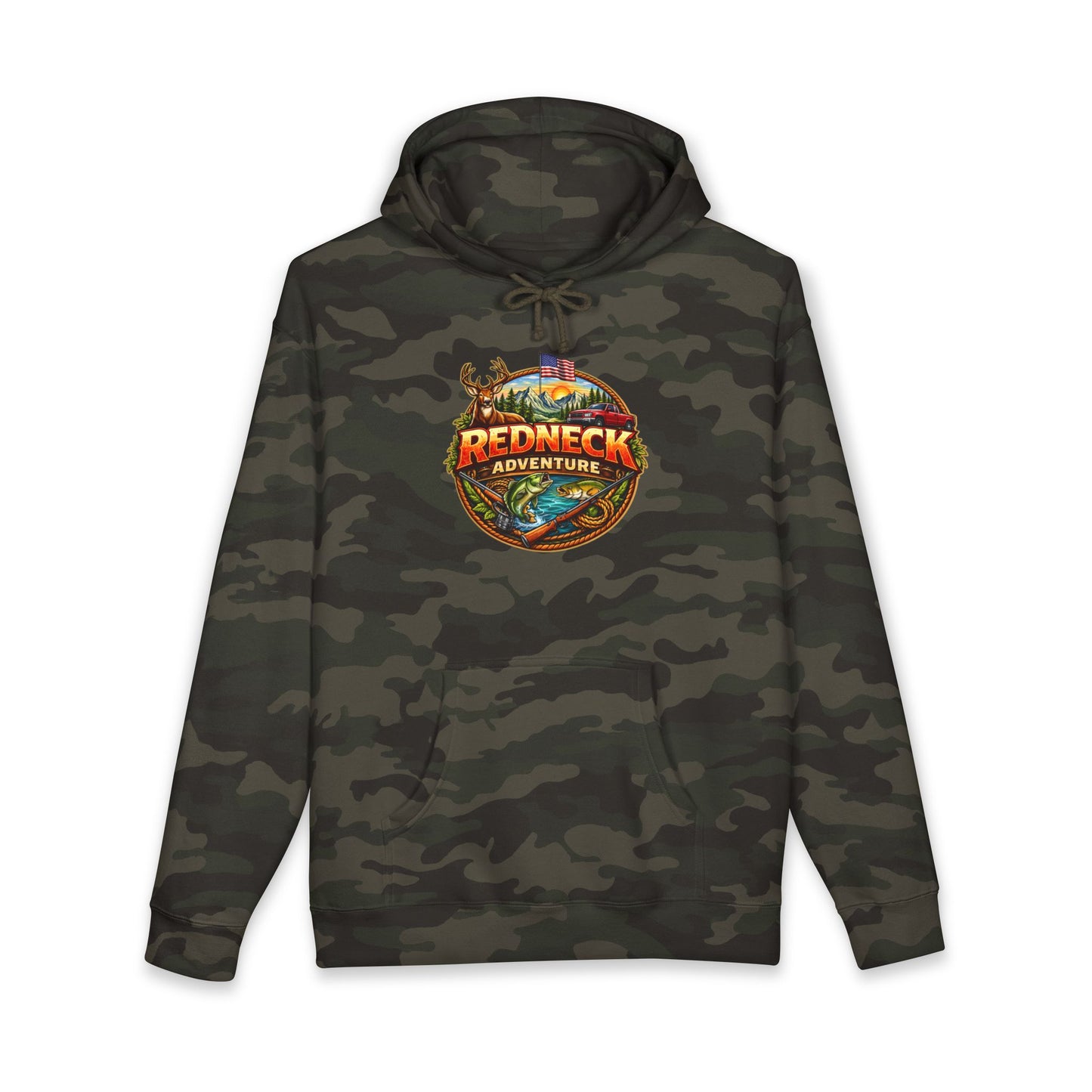 Men's Redneck Adventure Hoodie – Outdoor Hunting & Fishing Graphic Sweatshirt
