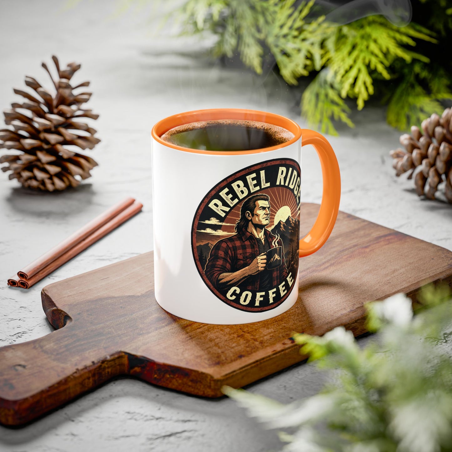 Rebel Ridge Coffee Mug — Retro Rustic Plaid 11oz/15oz Ceramic Cup