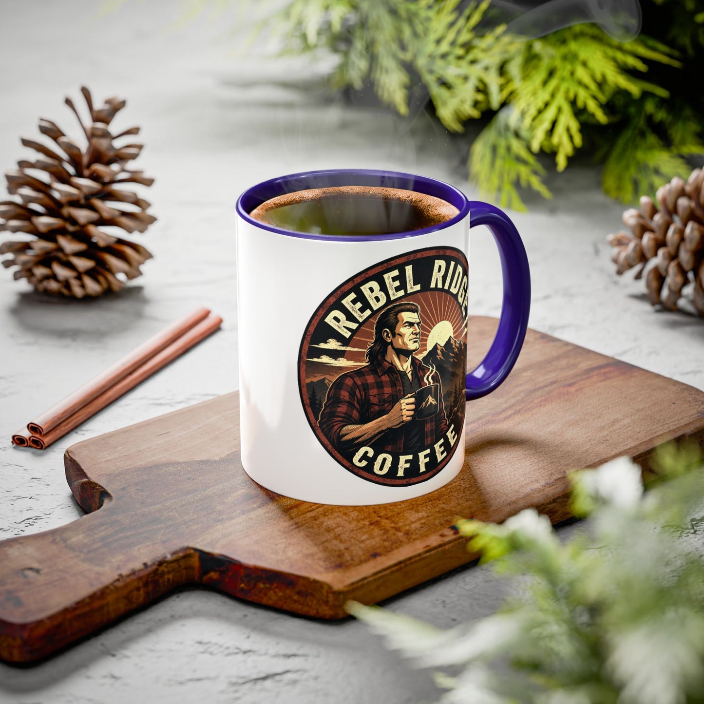 Rebel Ridge Coffee Mug — Retro Rustic Plaid 11oz/15oz Ceramic Cup