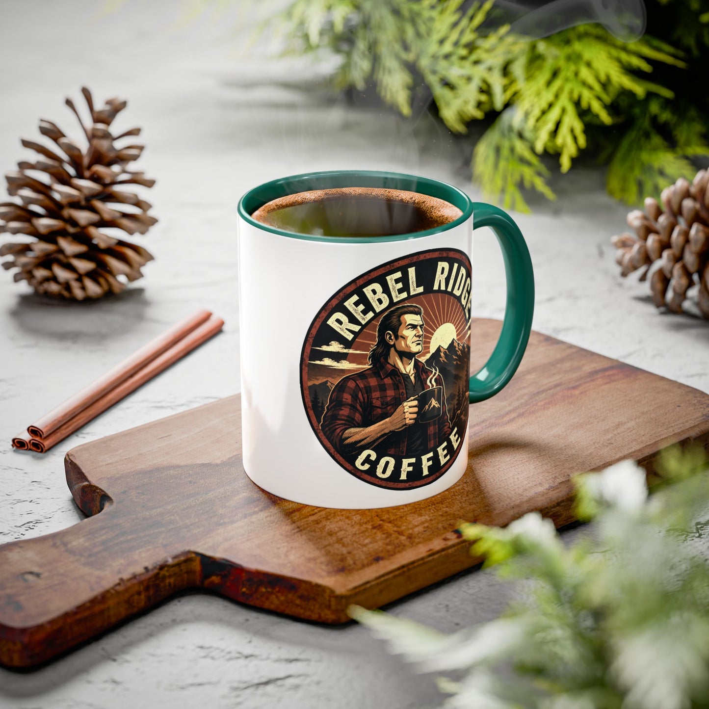 Rebel Ridge Coffee Mug — Retro Rustic Plaid 11oz/15oz Ceramic Cup