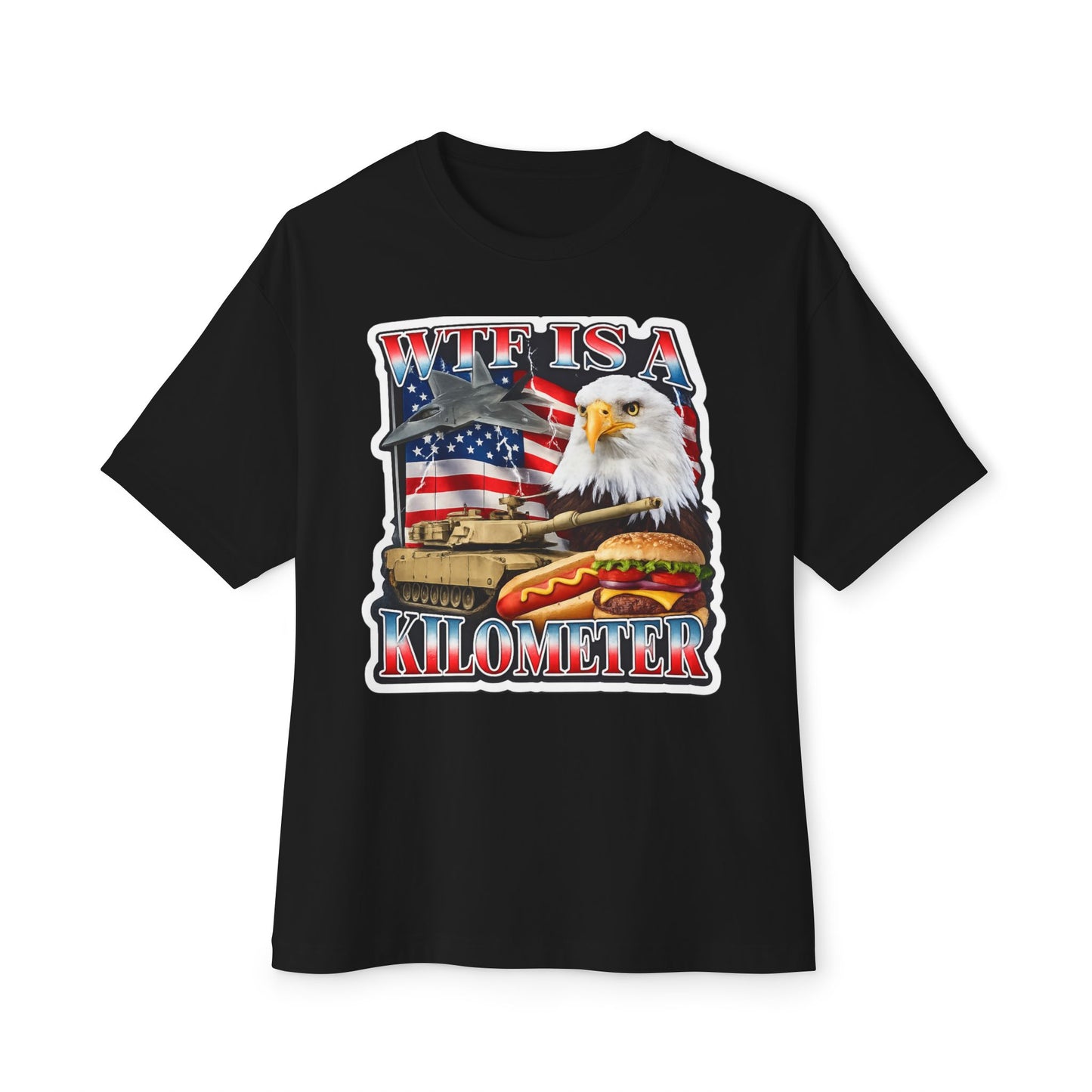 WTF Is a Kilometer Tee — American Eagle, Tank & Burger Graphic T-Shirt