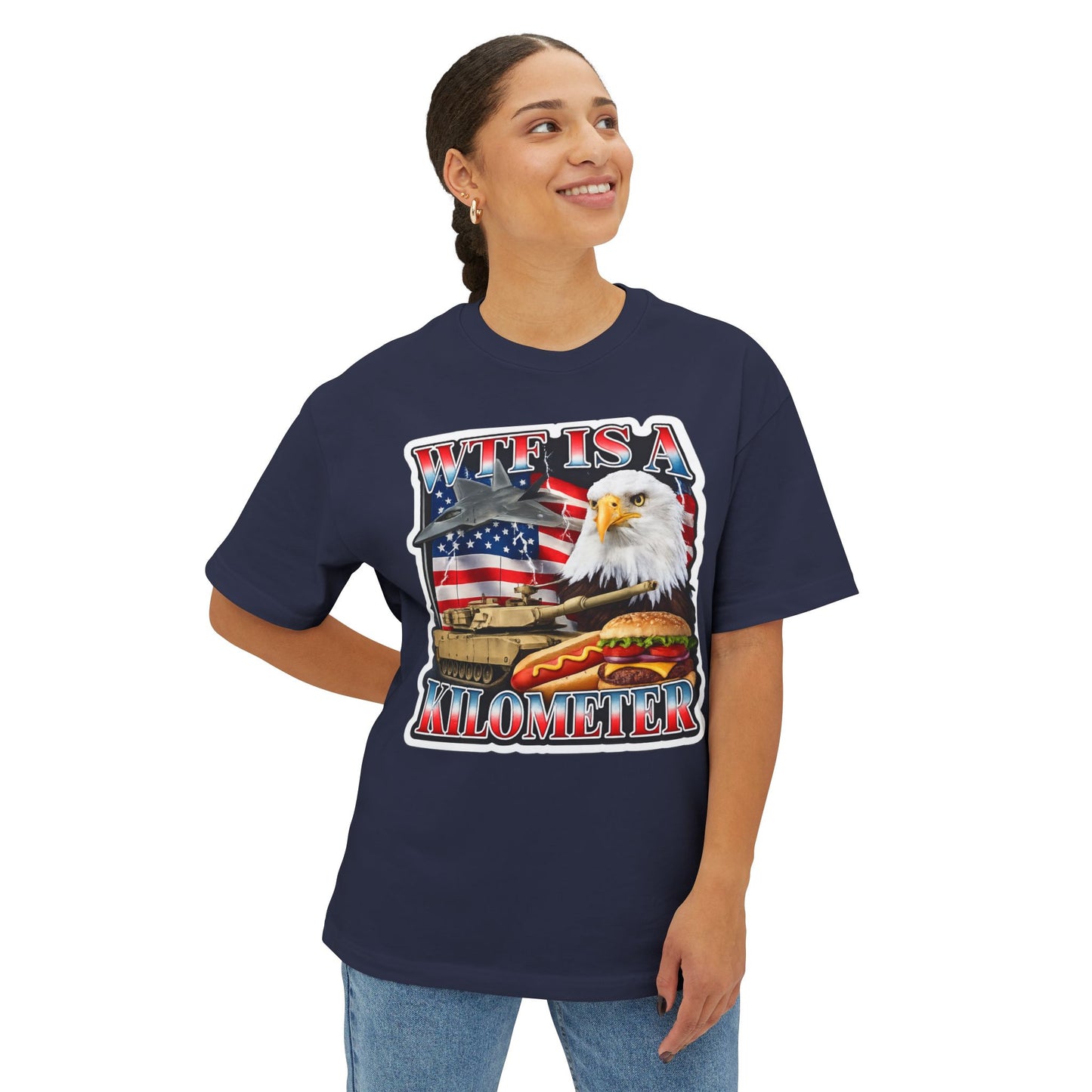 WTF Is a Kilometer Tee — American Eagle, Tank & Burger Graphic T-Shirt