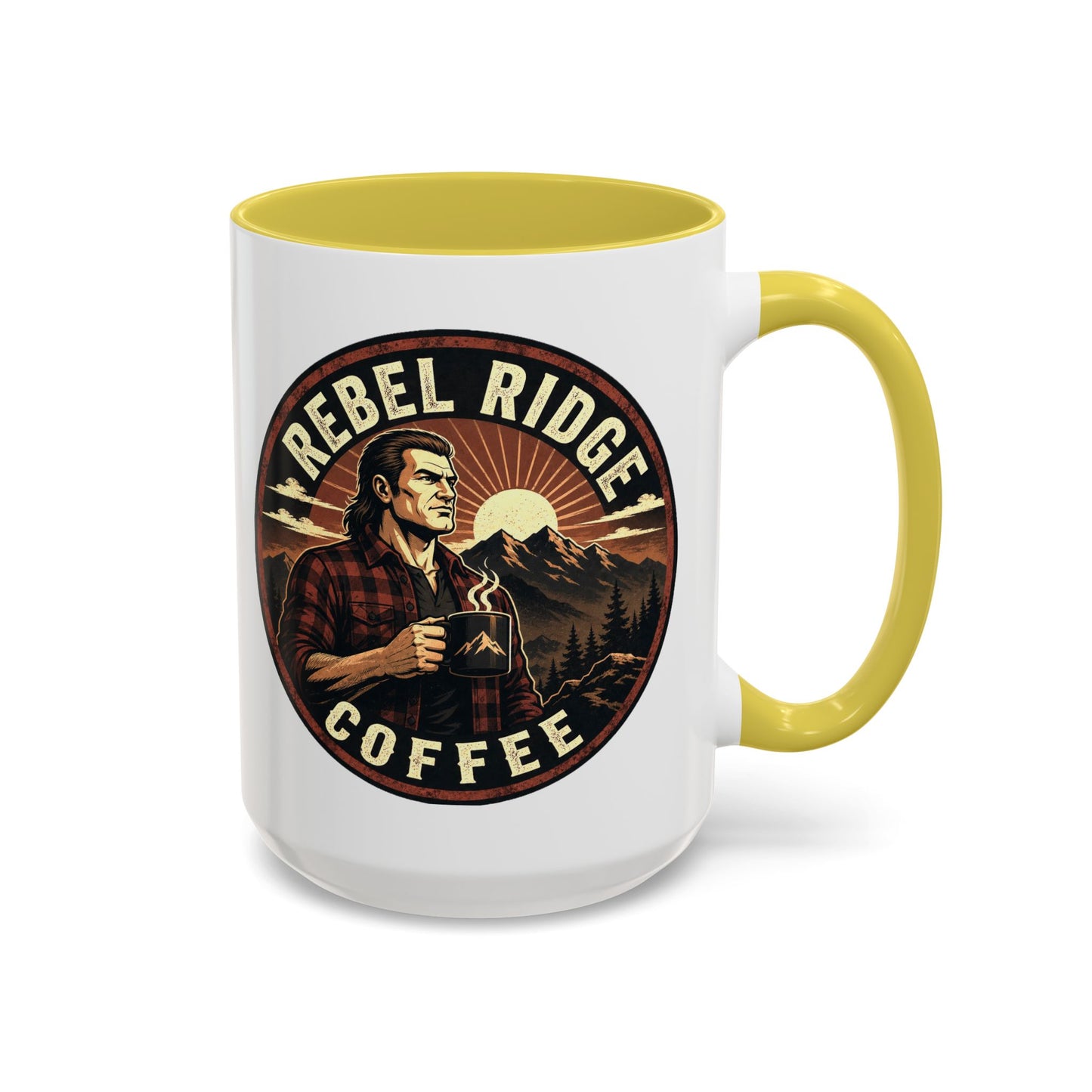 Rebel Ridge Coffee Mug — Retro Rustic Plaid 11oz/15oz Ceramic Cup