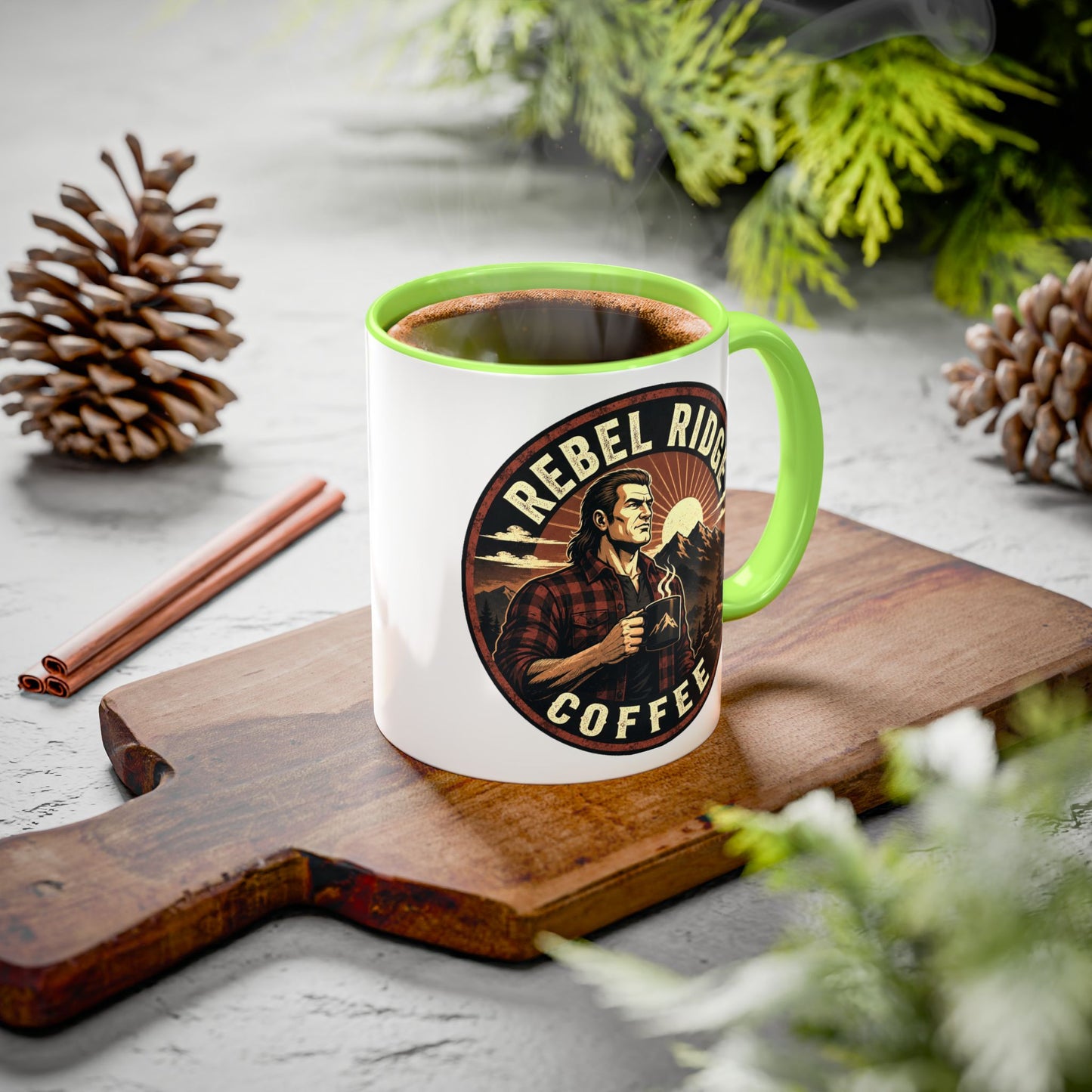 Rebel Ridge Coffee Mug — Retro Rustic Plaid 11oz/15oz Ceramic Cup