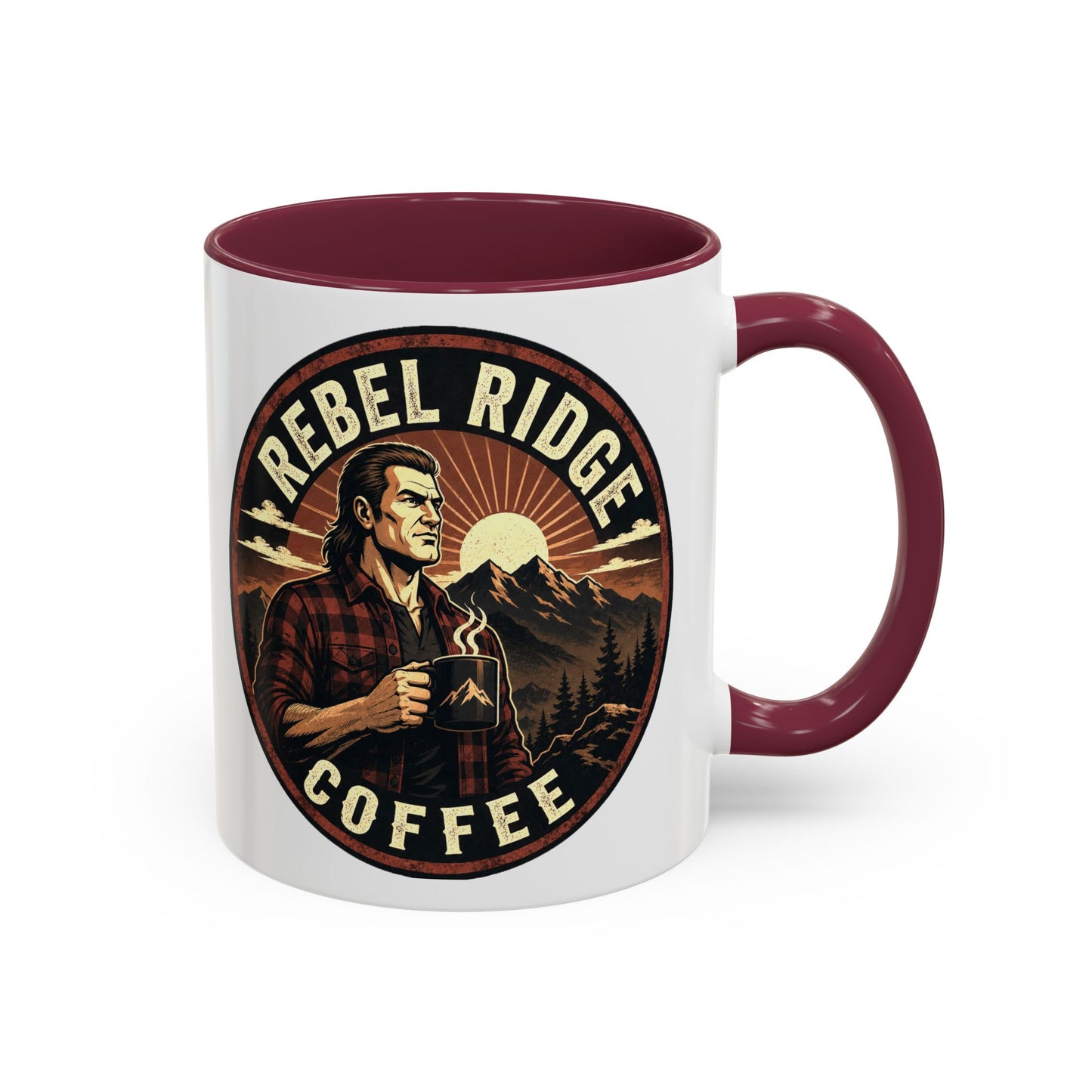 Rebel Ridge Coffee Mug — Retro Rustic Plaid 11oz/15oz Ceramic Cup