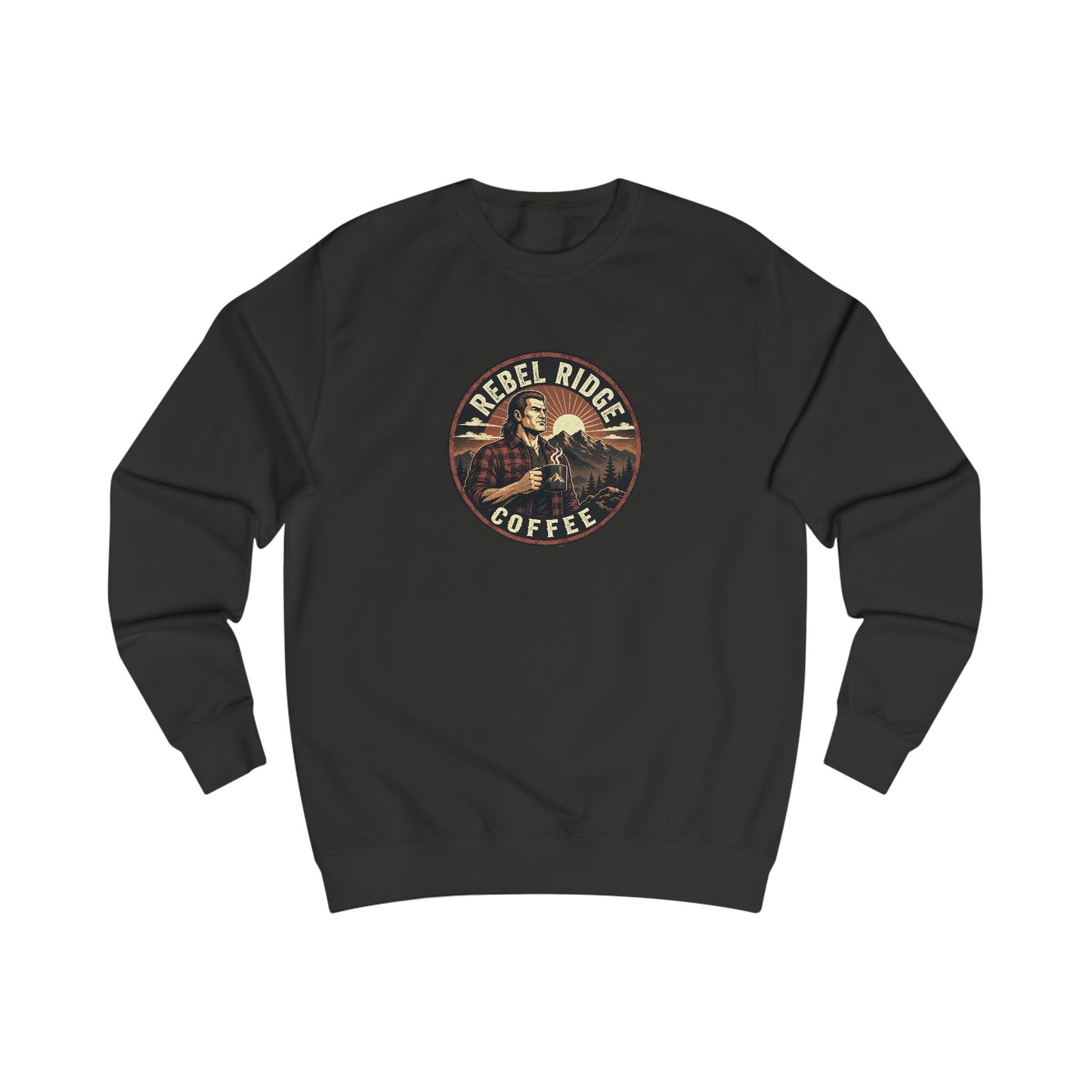 Rebel Ridge Coffee Sweatshirt — Rustic Retro Coffee Lover Pullover