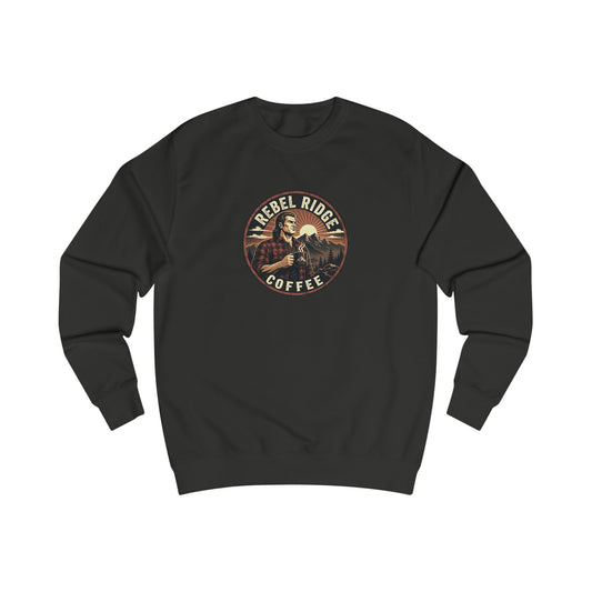 Rebel Ridge Coffee Sweatshirt — Rustic Retro Coffee Lover Pullover