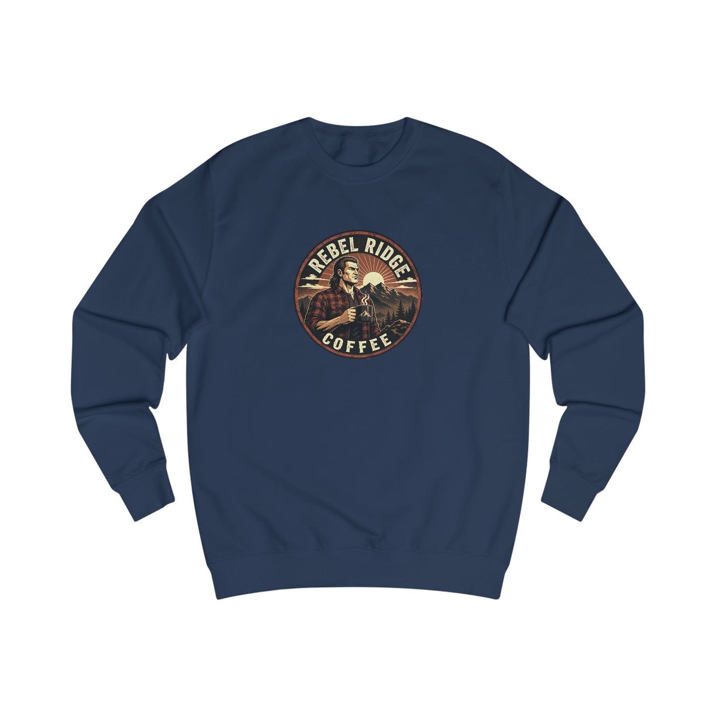 Rebel Ridge Coffee Sweatshirt — Rustic Retro Coffee Lover Pullover