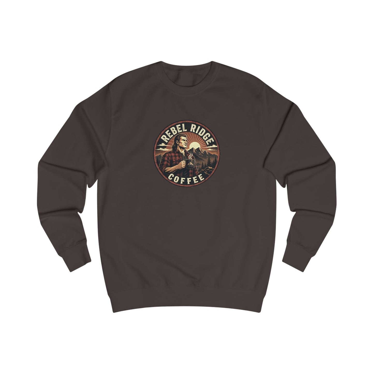 Rebel Ridge Coffee Sweatshirt — Rustic Retro Coffee Lover Pullover