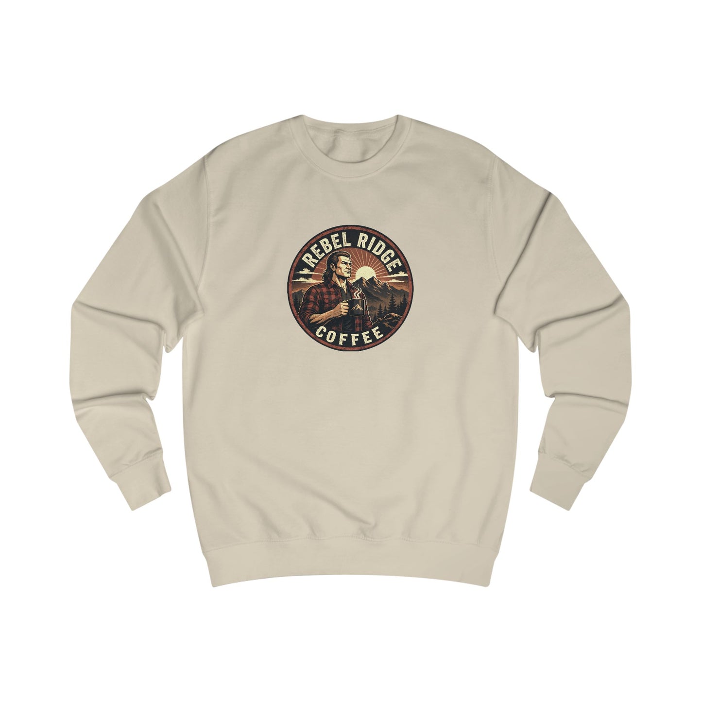 Rebel Ridge Coffee Sweatshirt — Rustic Retro Coffee Lover Pullover