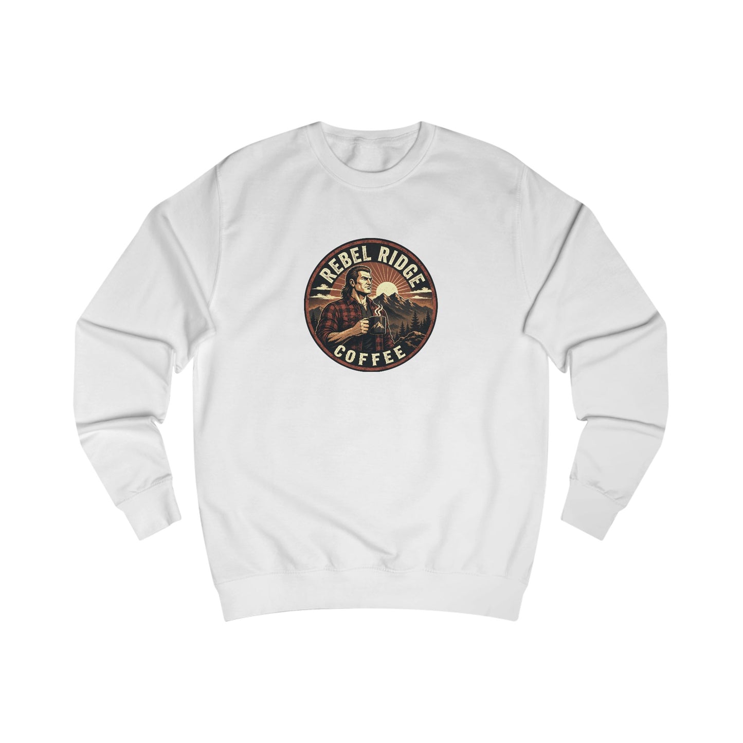Rebel Ridge Coffee Sweatshirt — Rustic Retro Coffee Lover Pullover