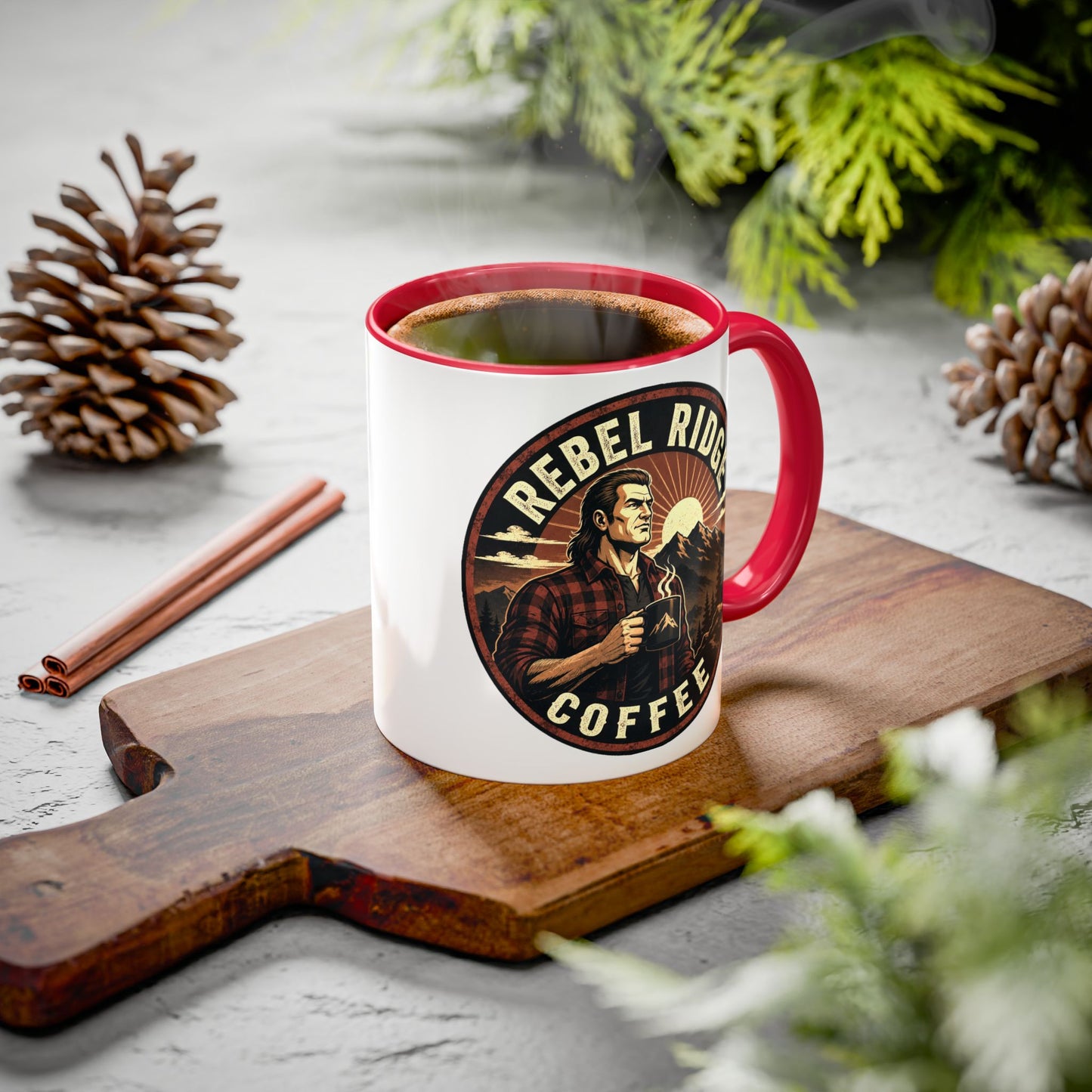 Rebel Ridge Coffee Mug — Retro Rustic Plaid 11oz/15oz Ceramic Cup
