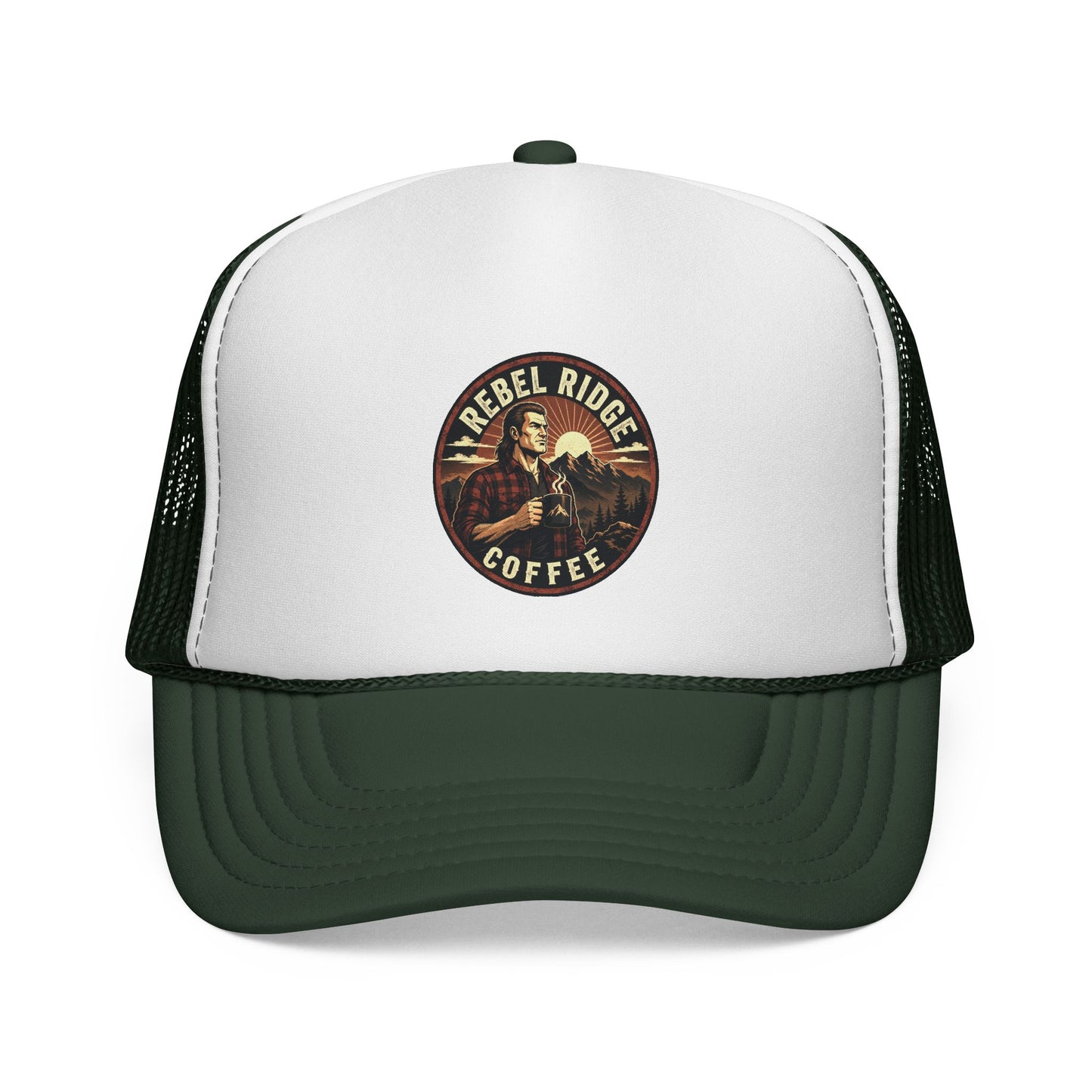 Trucker Cap – "Rebel Ridge Coffee" Retro Logo Mesh Hat