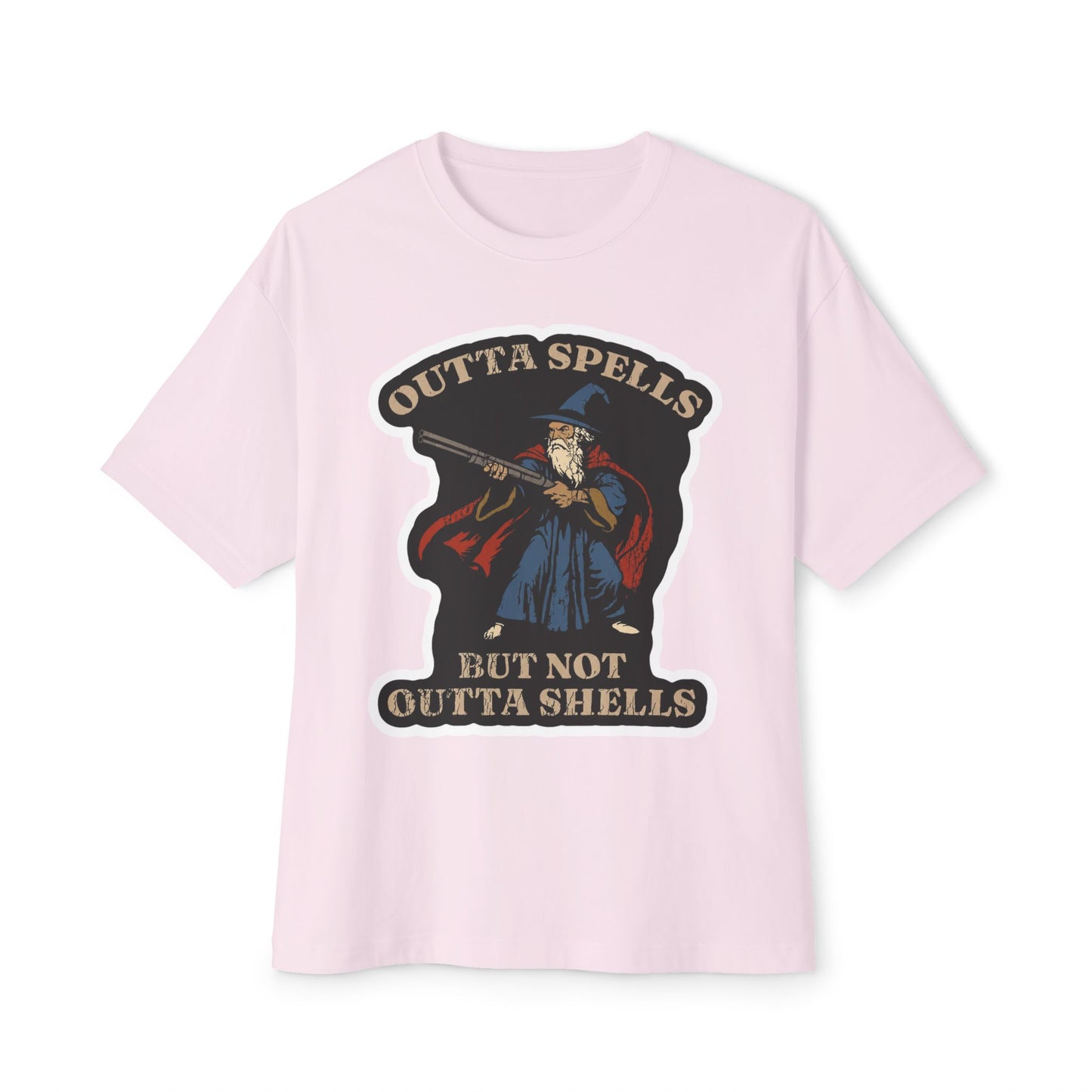 Wizard Shooter T‑Shirt — "Outta Spells But Not Outta Shells" Retro Graphic Tee
