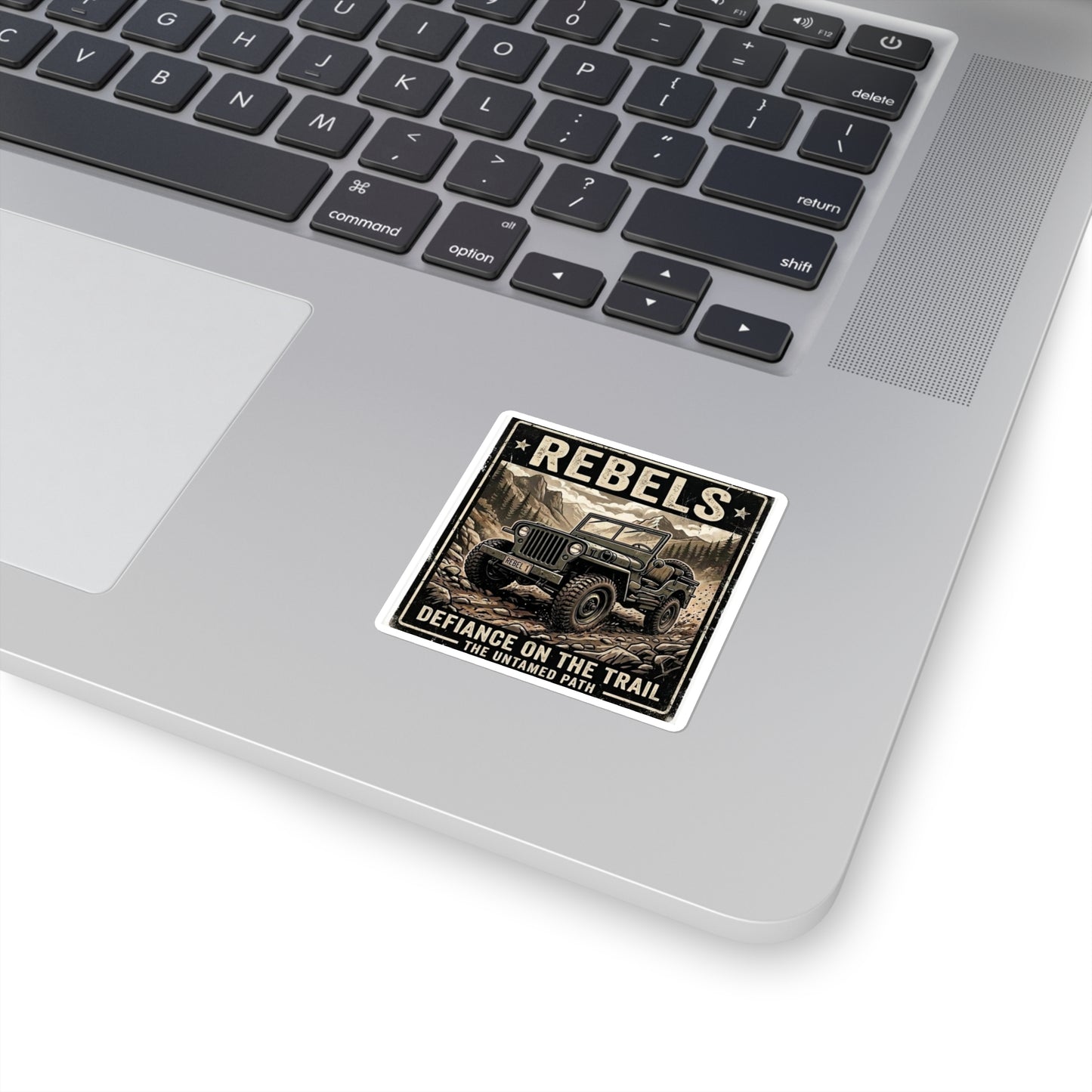 Rebels Off-Road Square Sticker — Jeep Adventure "Defiance On The Trail"