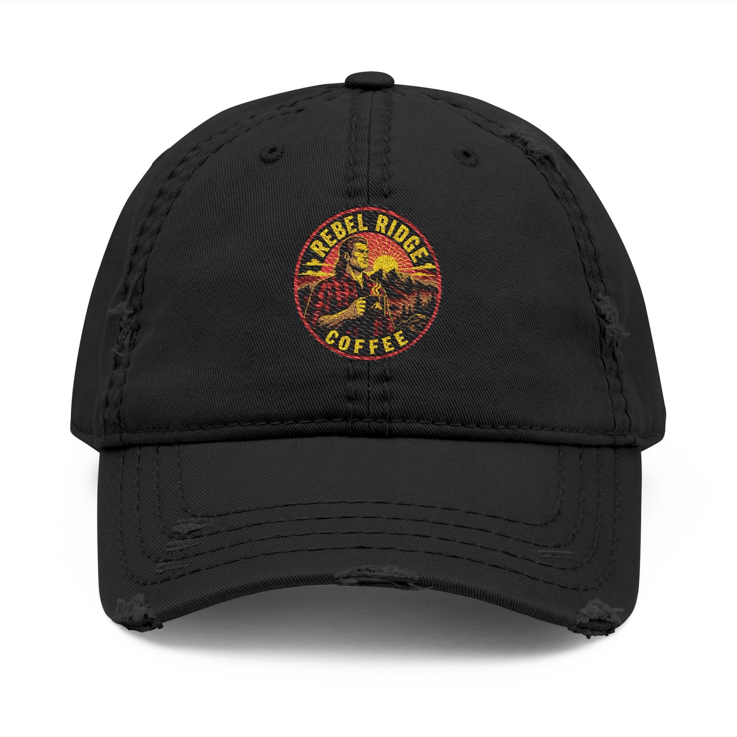 Vintage Embroidered Coffee Logo Distressed Dad Hat