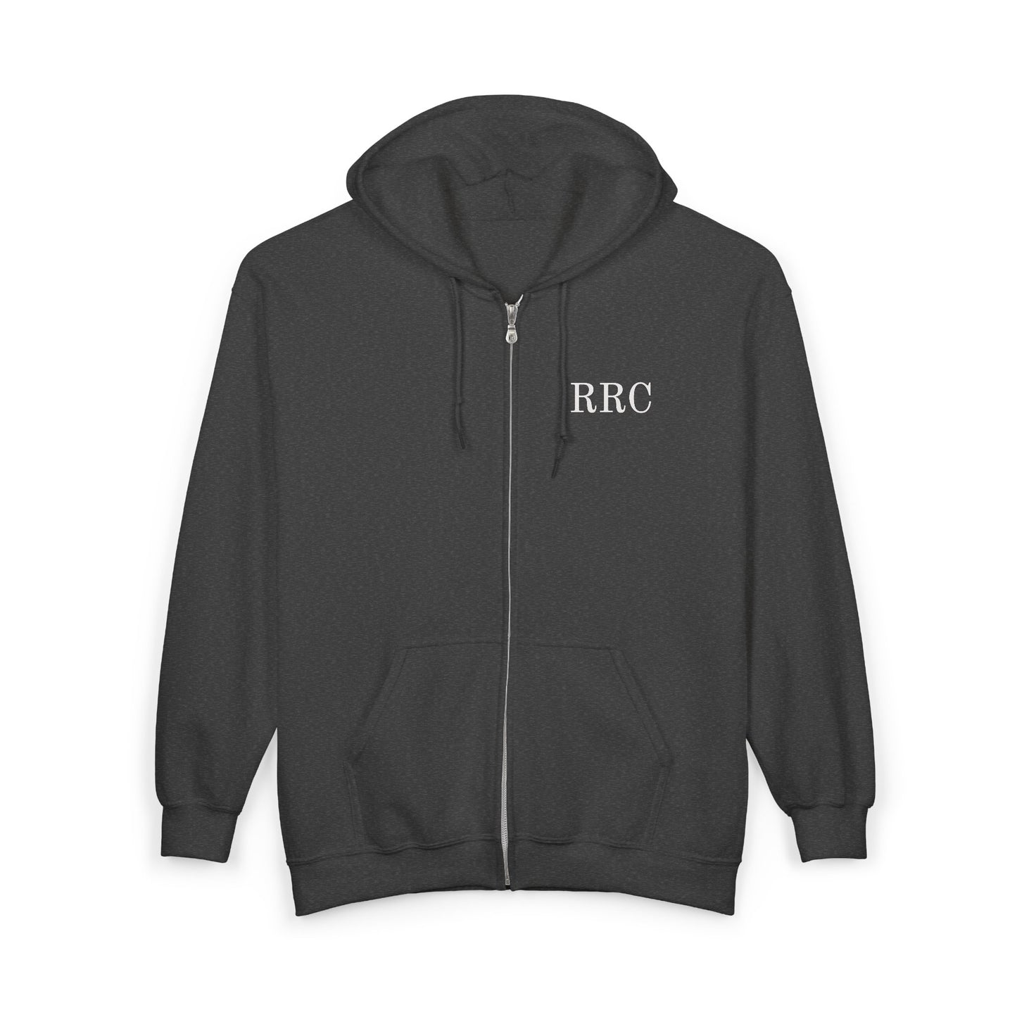 Rebel Ridge Coffee Zip Hoodie — Rustic ‘RNC’ Chest Logo & Vintage Back Patch