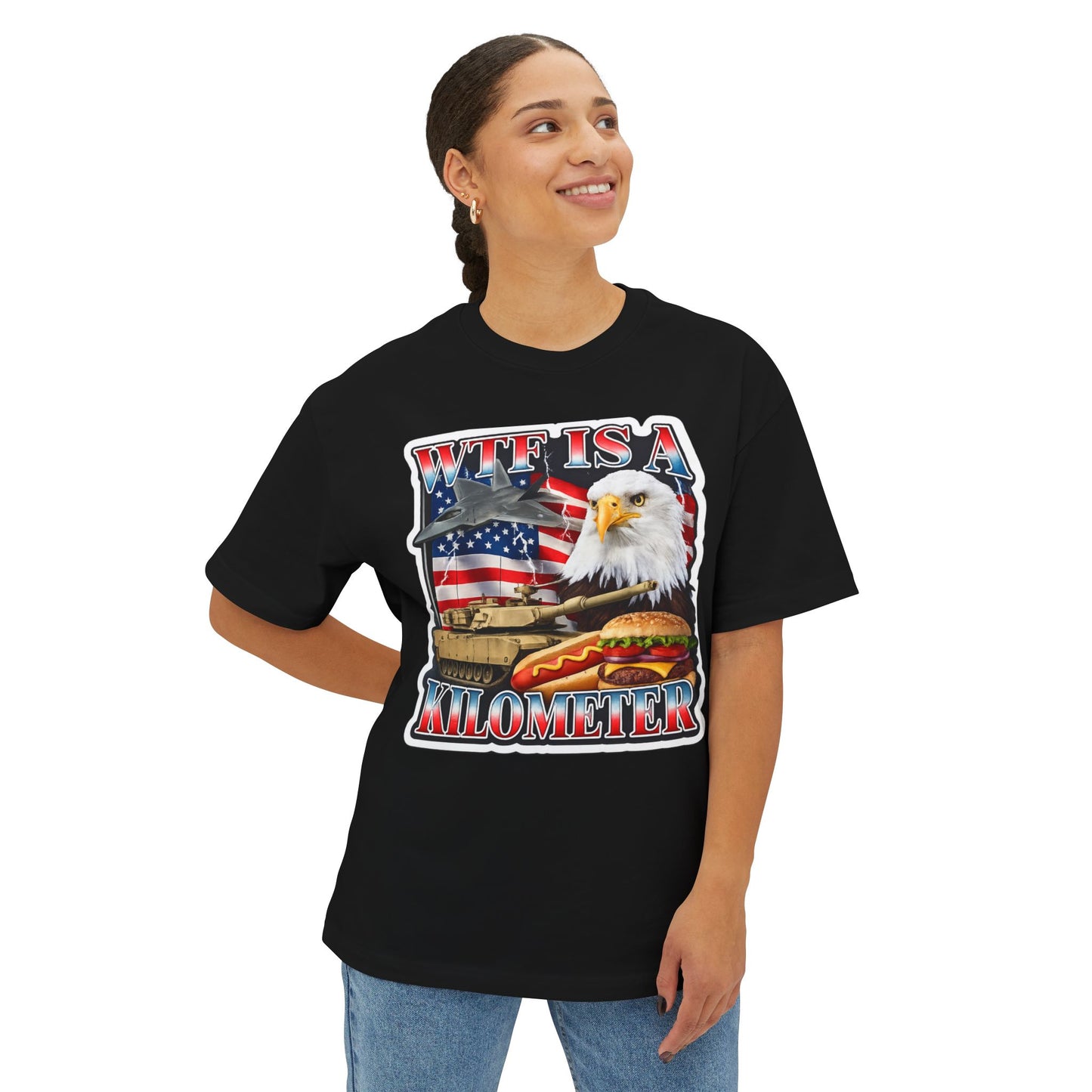 WTF Is a Kilometer Tee — American Eagle, Tank & Burger Graphic T-Shirt