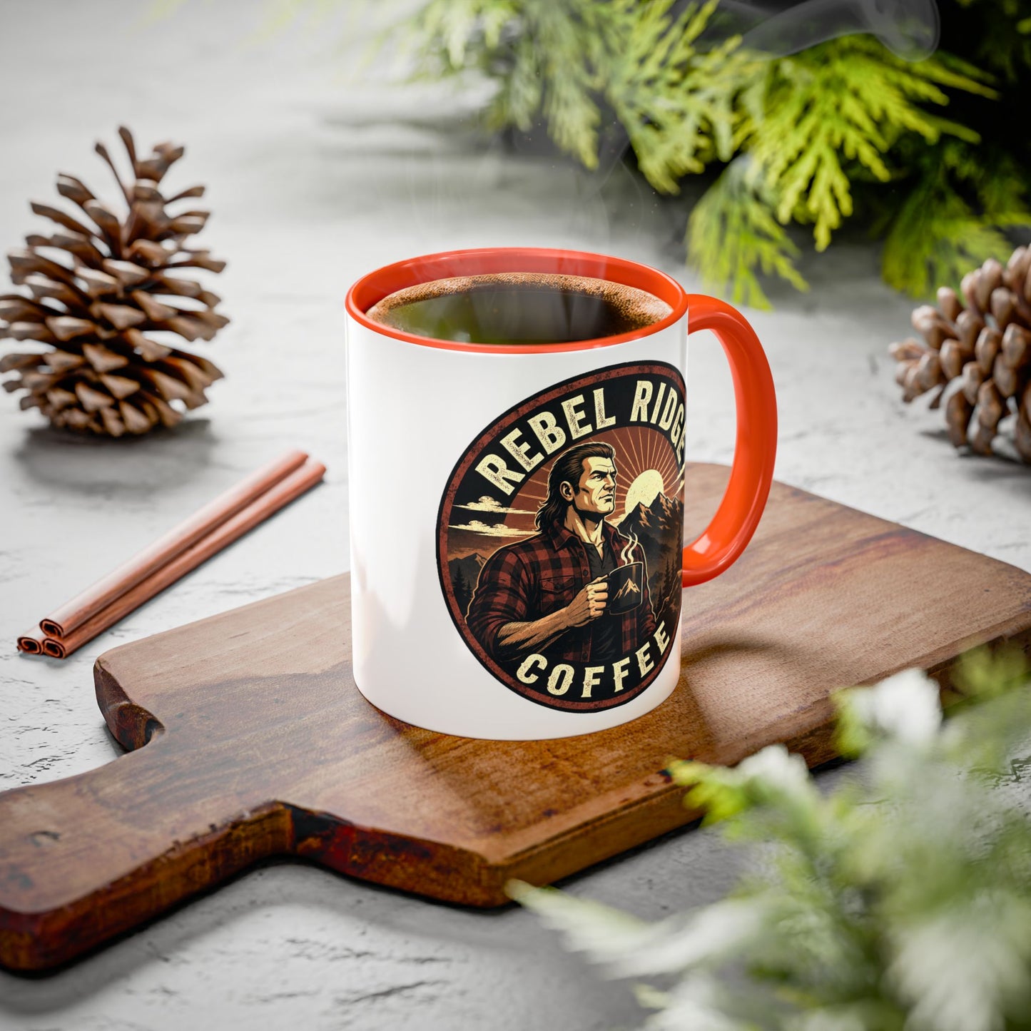 Rebel Ridge Coffee Mug — Retro Rustic Plaid 11oz/15oz Ceramic Cup