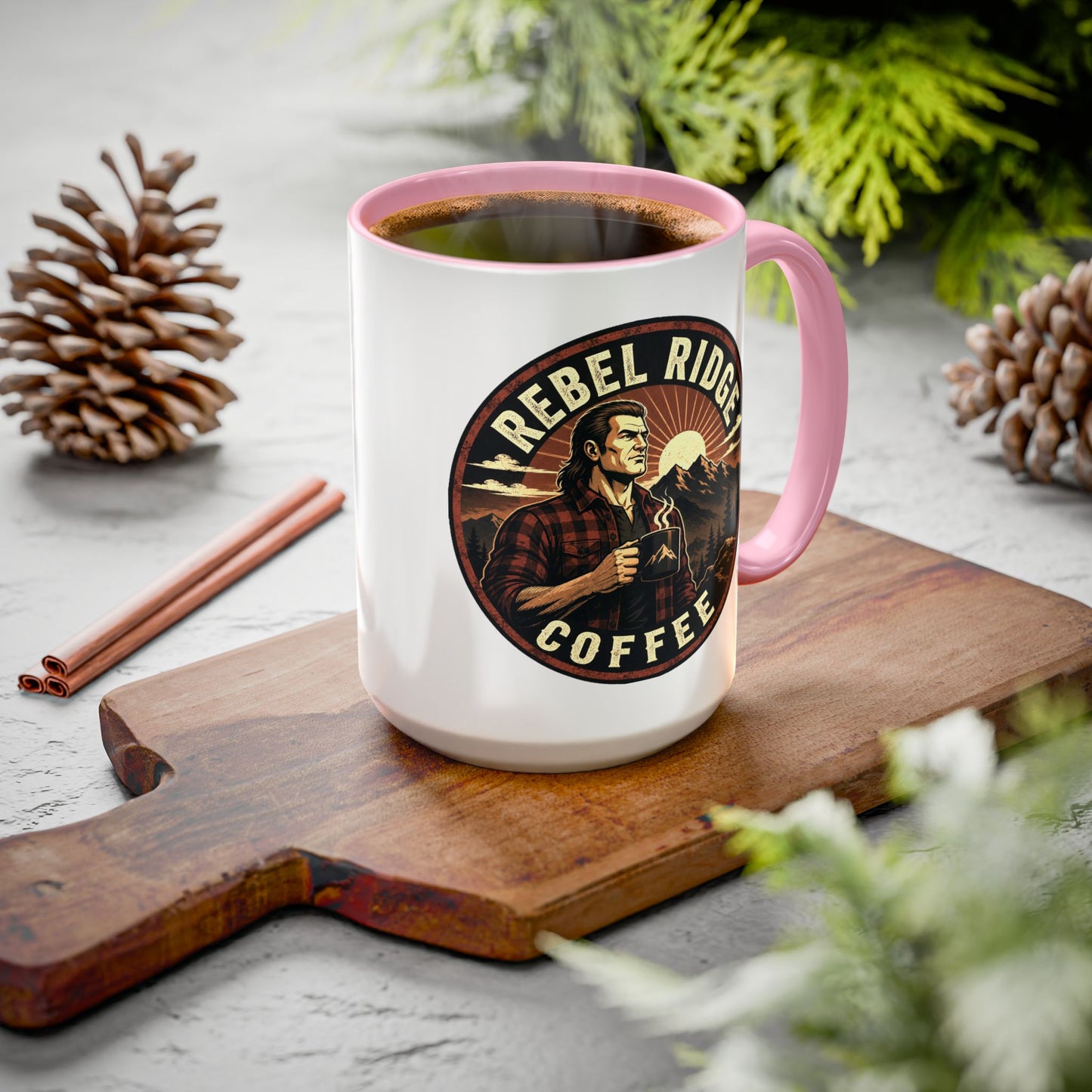 Rebel Ridge Coffee Mug — Retro Rustic Plaid 11oz/15oz Ceramic Cup